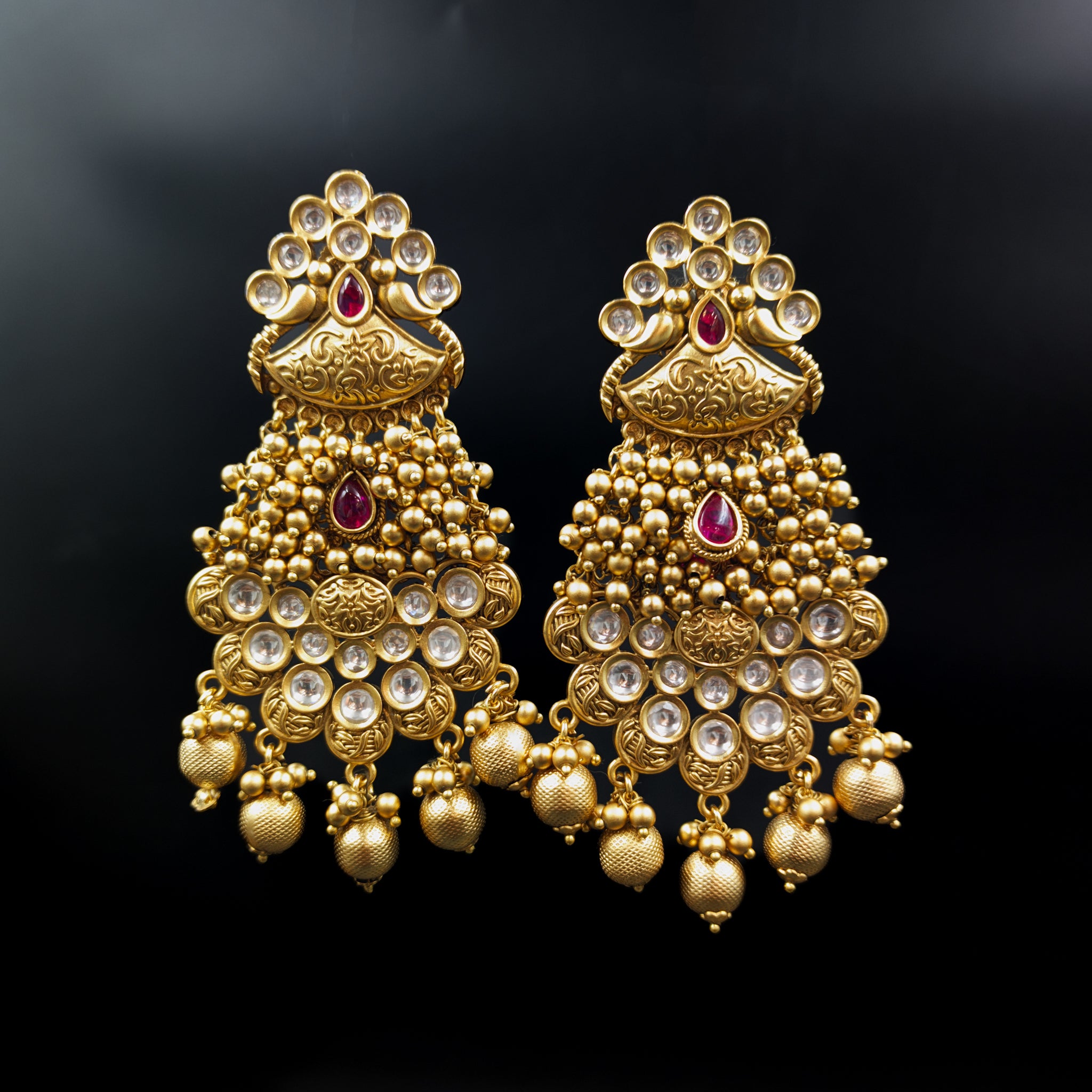 Ruby Gold Look Earring - Dazzles Jewellery