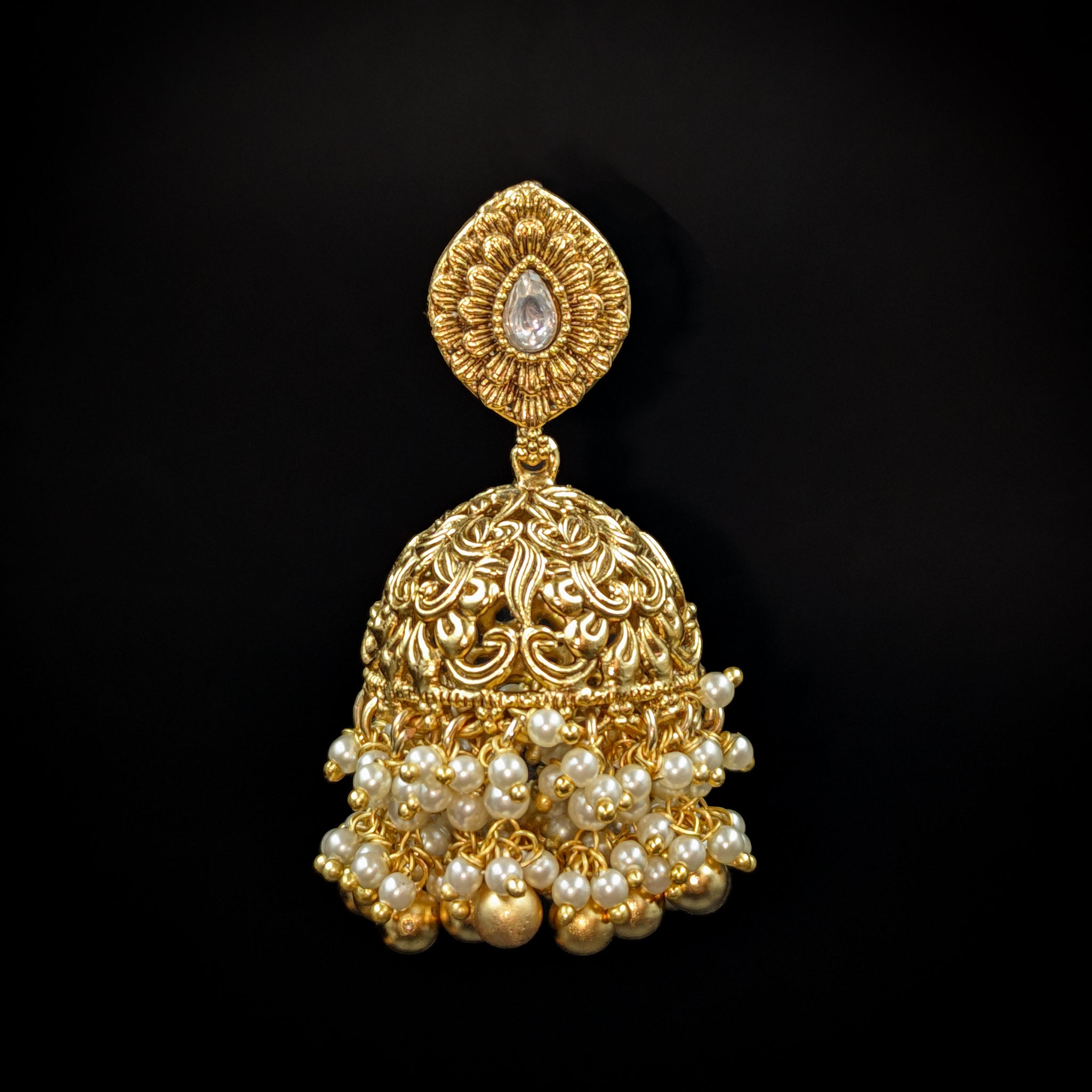 Jhumki Antique Earring 6634-28 - Dazzles Jewellery