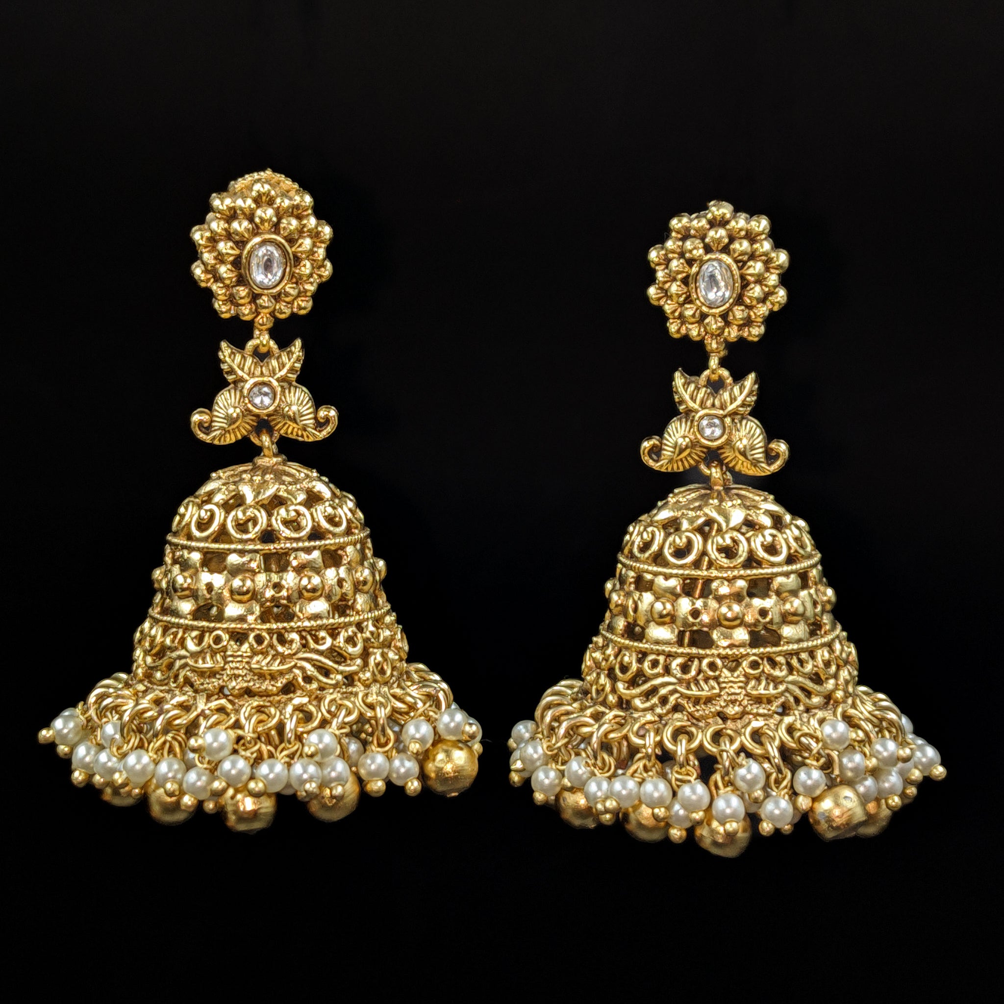 Jhumki Antique Earring 6636-28 - Dazzles Jewellery