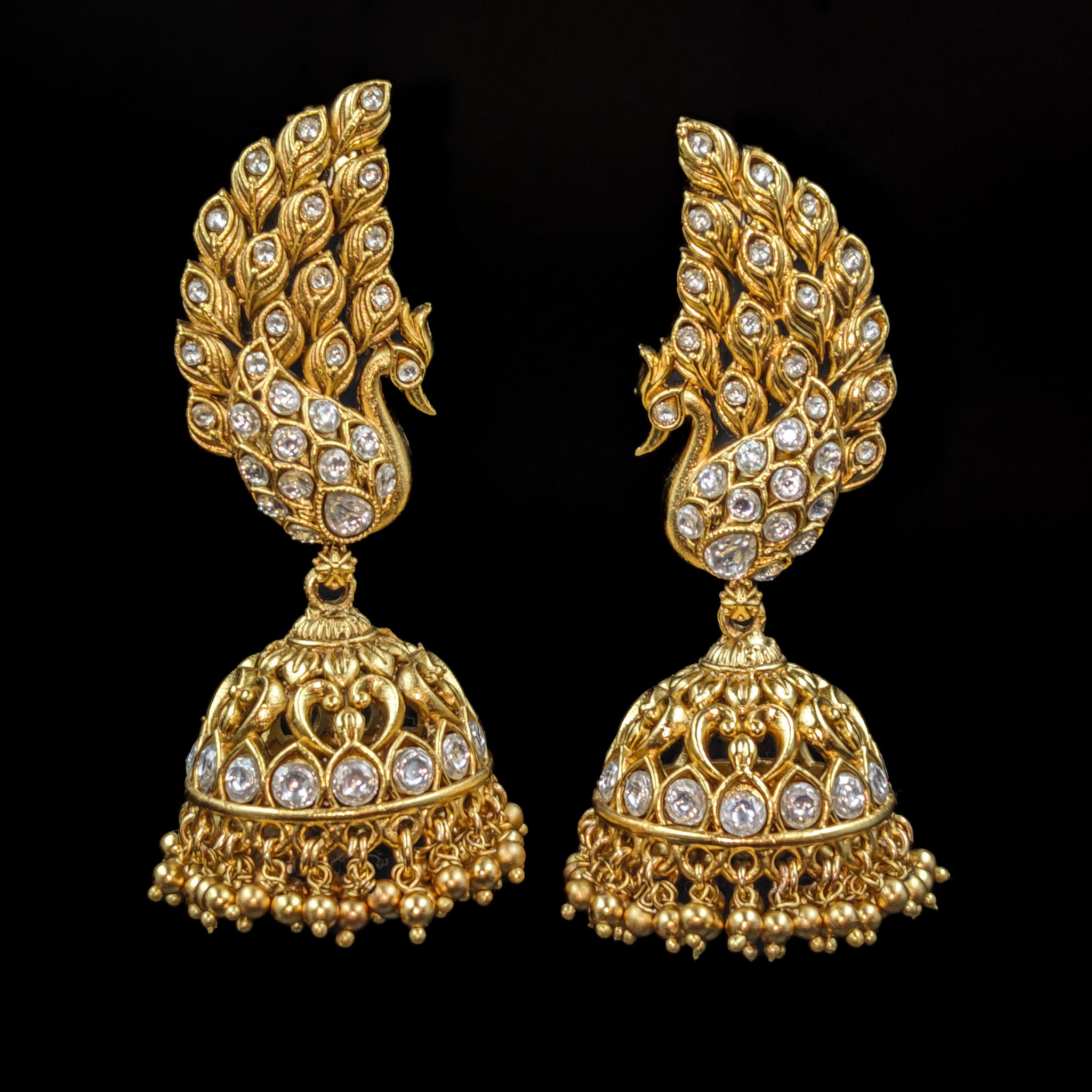 Jhumki Antique Earring 6627-28 - Dazzles Jewellery