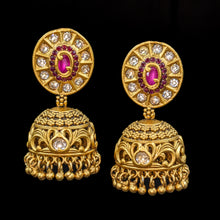 Ruby Gold Look Earring 15561 - Dazzles Jewellery