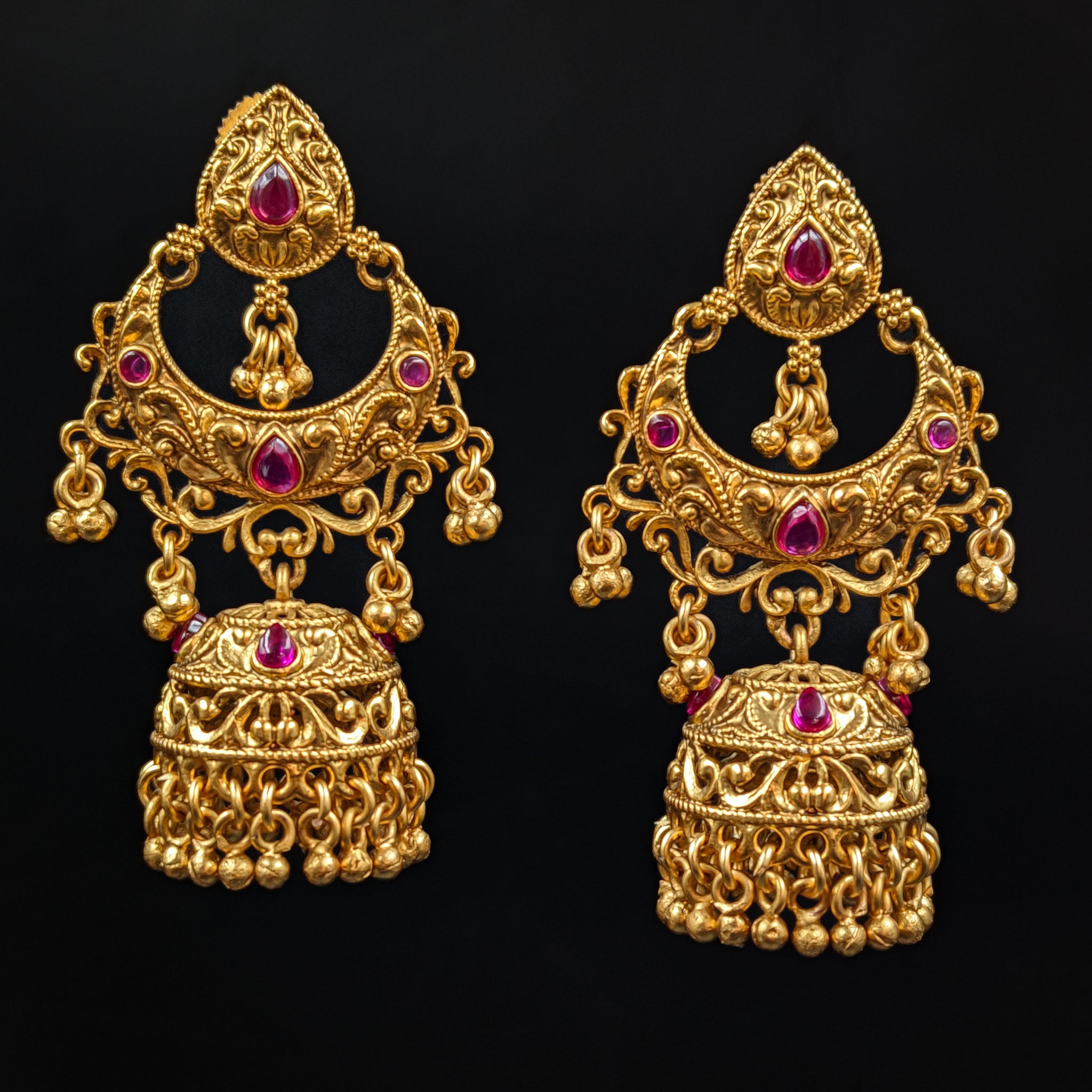 Jhumki Antique Earring 6620-28 - Dazzles Jewellery