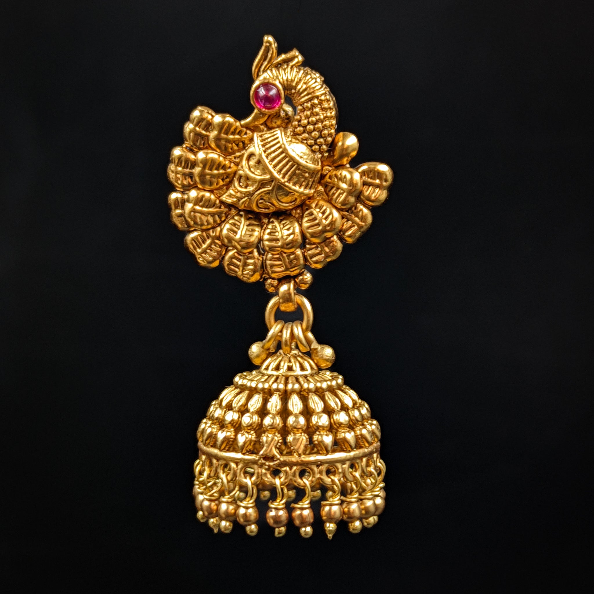 Jhumki Antique Earring 6568-28 - Dazzles Jewellery