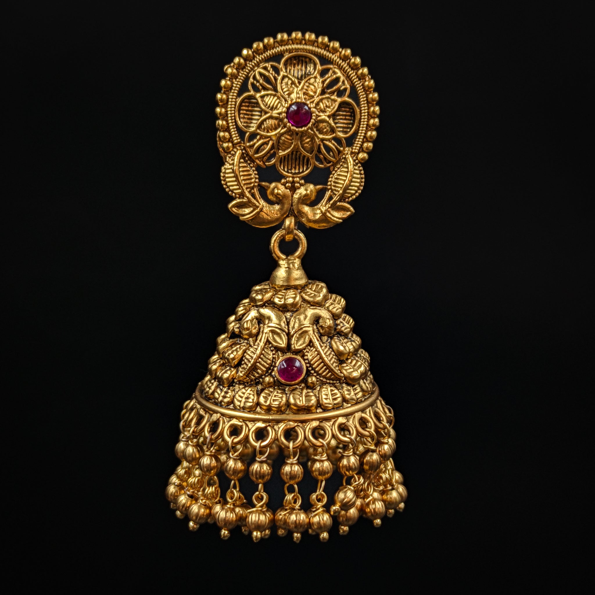 Jhumki Antique Earring 6615-28 - Dazzles Jewellery