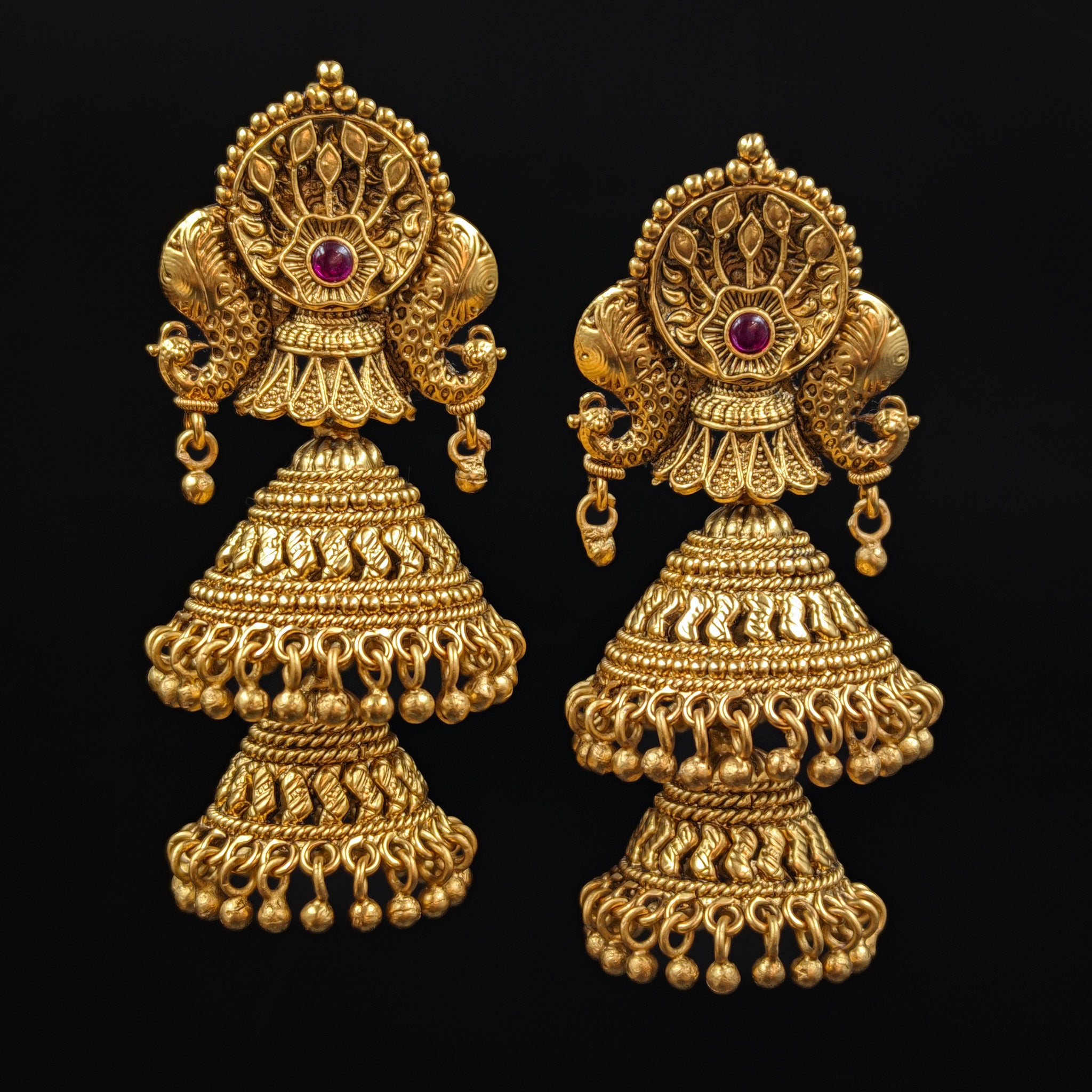 Jhumki Antique Earring 6606-28 - Dazzles Jewellery
