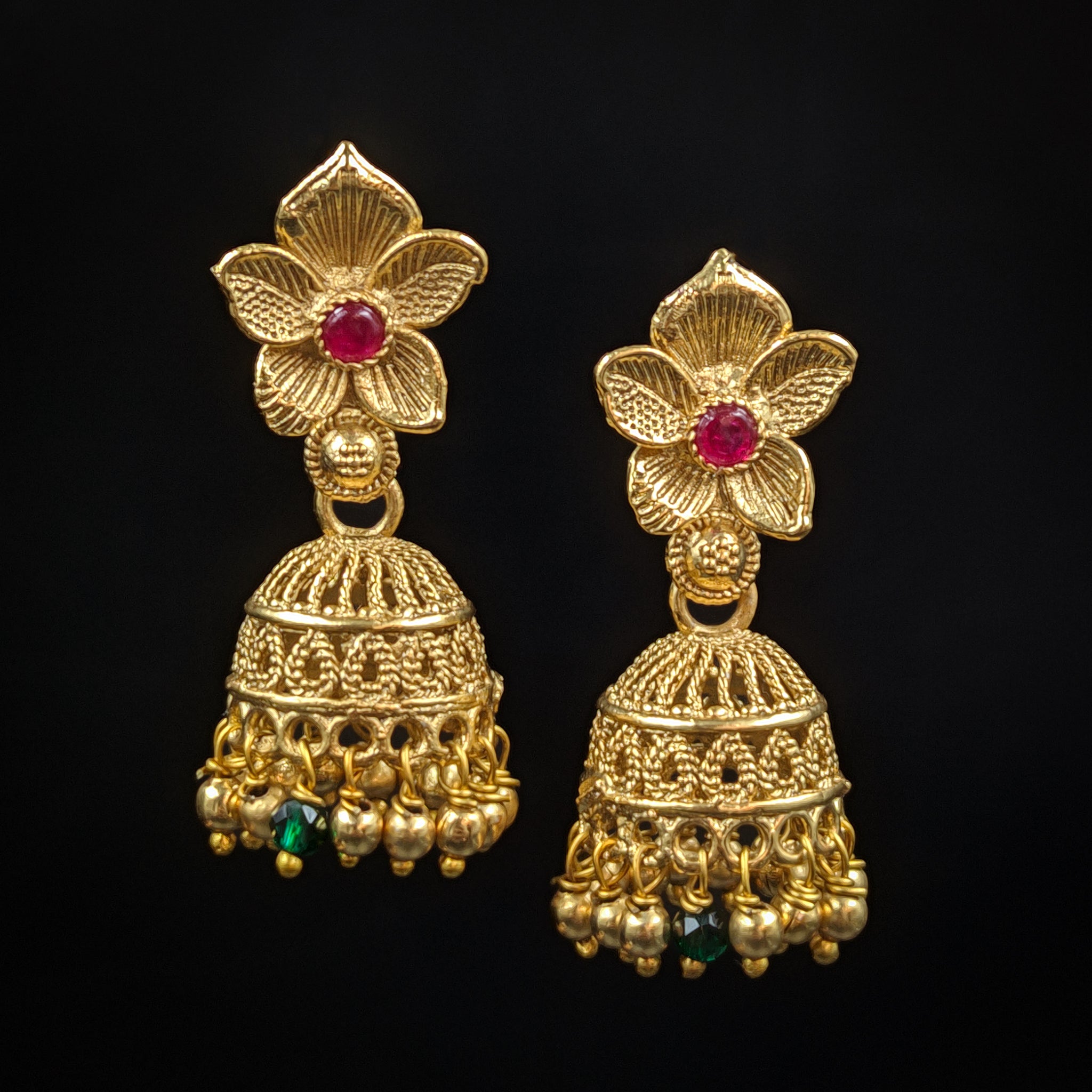 Jhumki Gold Look Earring 8333-100 - Dazzles Jewellery