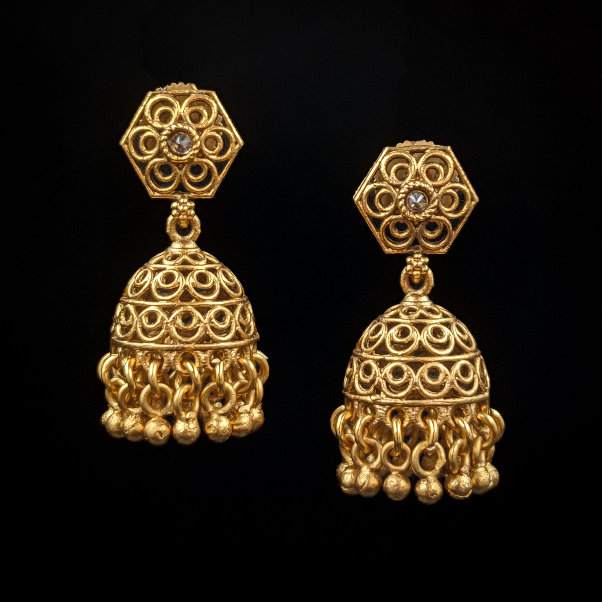 Jhumki Antique Earring 6579-28 - Dazzles Jewellery