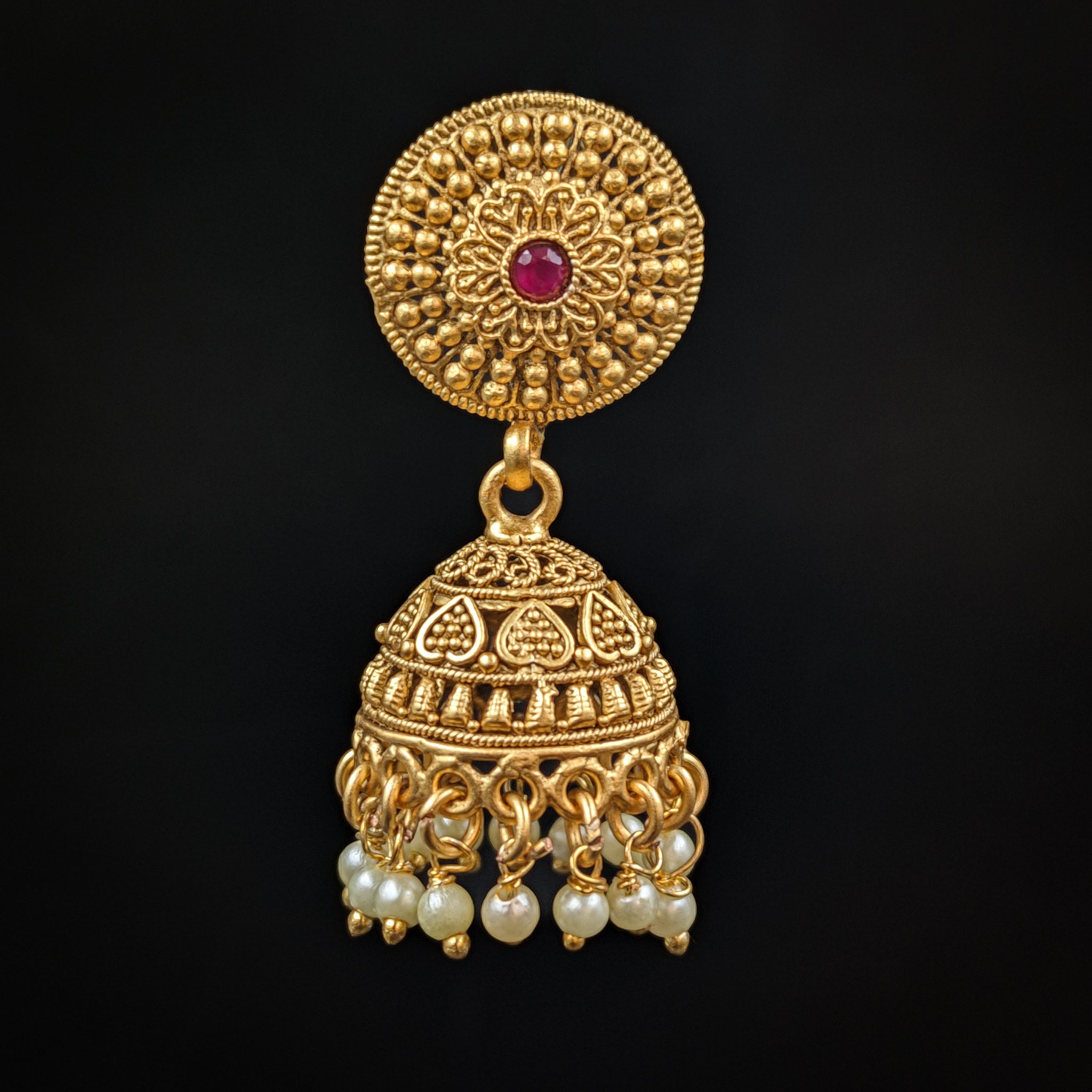 Jhumki Antique Earring 7041-1 - Dazzles Jewellery
