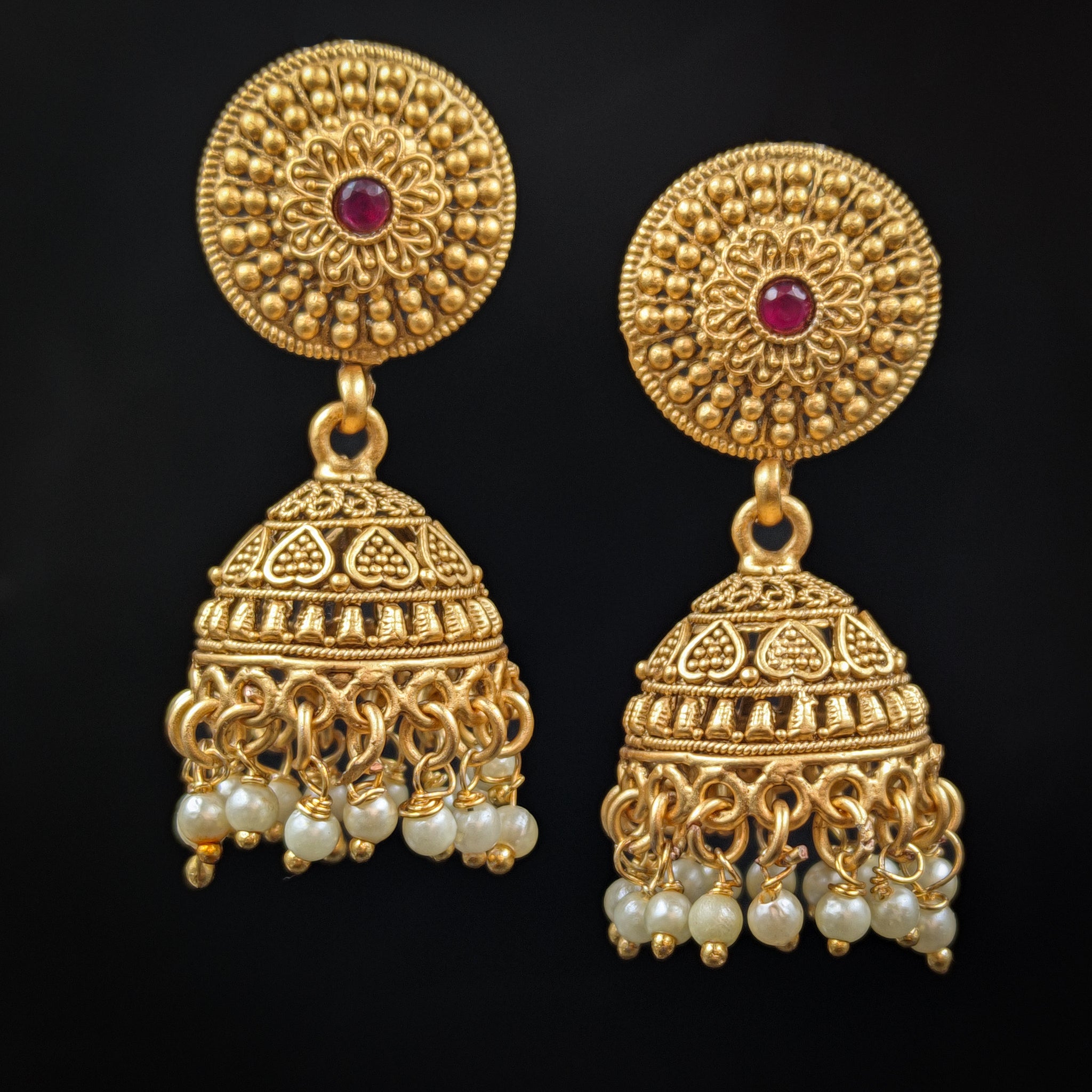 Jhumki Antique Earring 7041-1 - Dazzles Jewellery