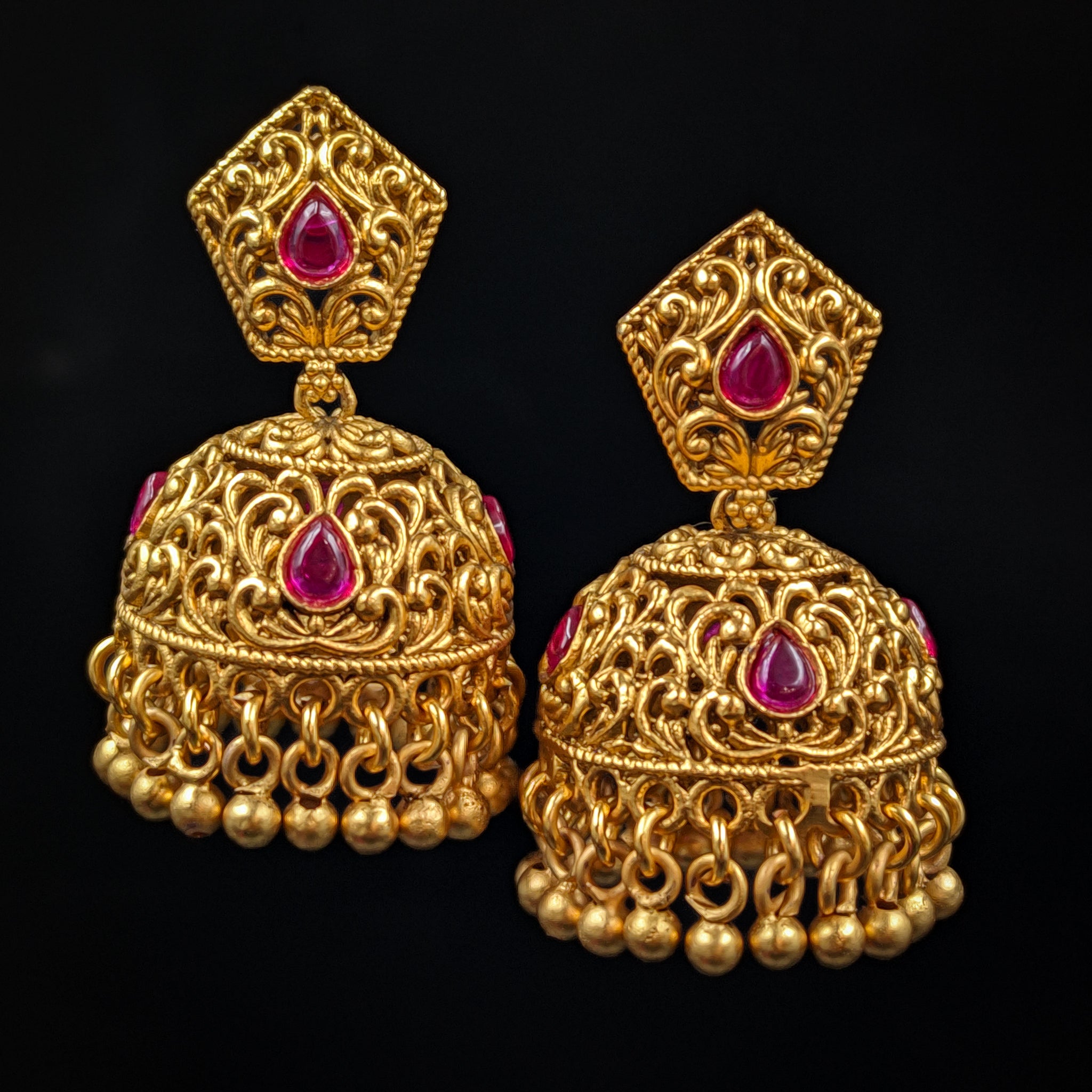 Jhumki Antique Earring 7047-1 - Dazzles Jewellery