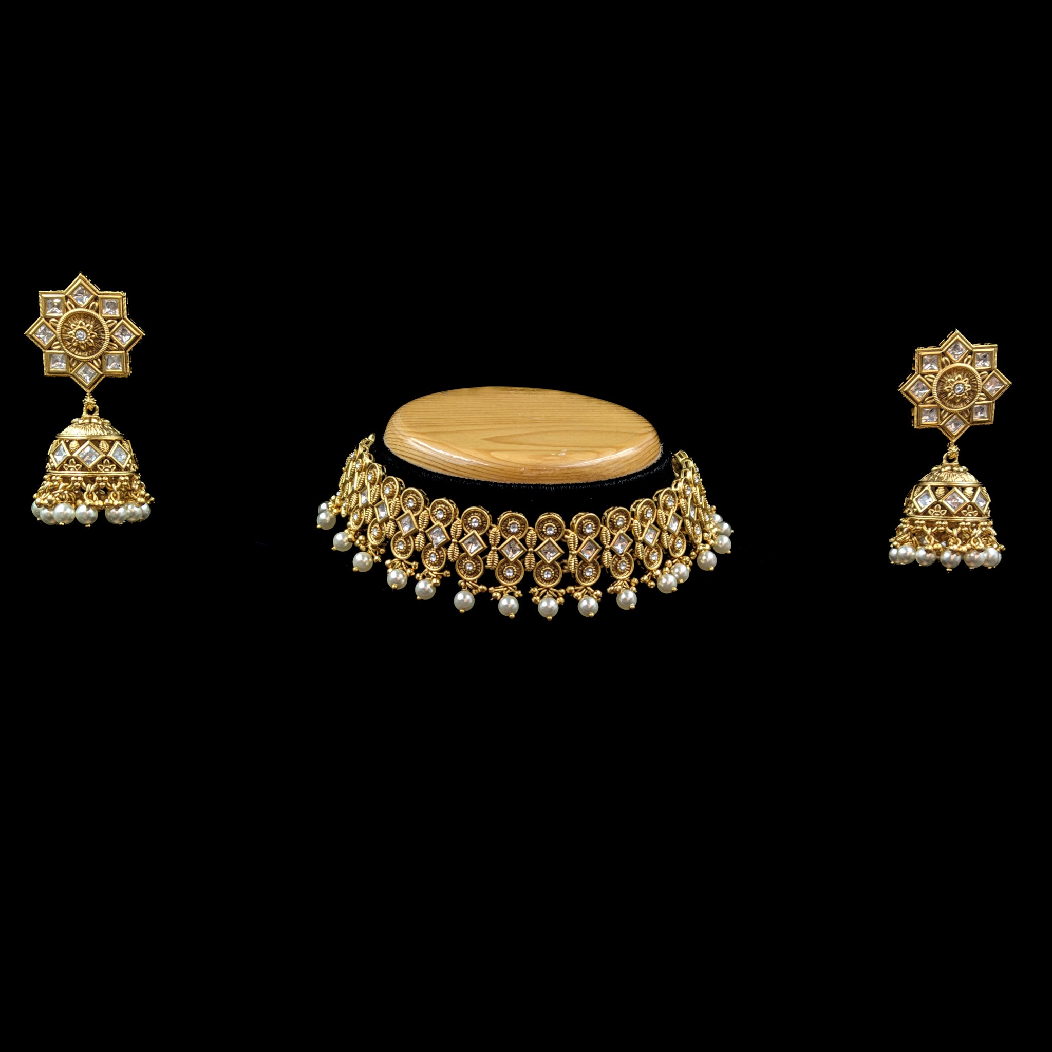 Choker Antique Necklace Set 6430-28 - Dazzles Jewellery