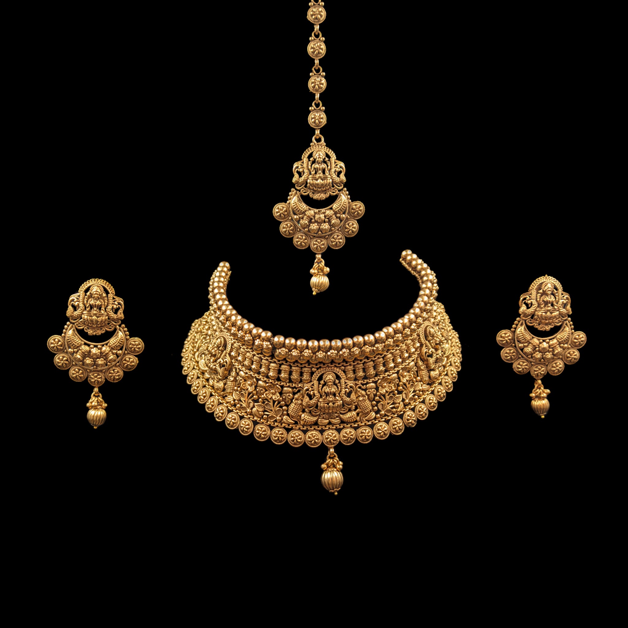 Choker Temple Necklace Set 7087-1 - Dazzles Jewellery