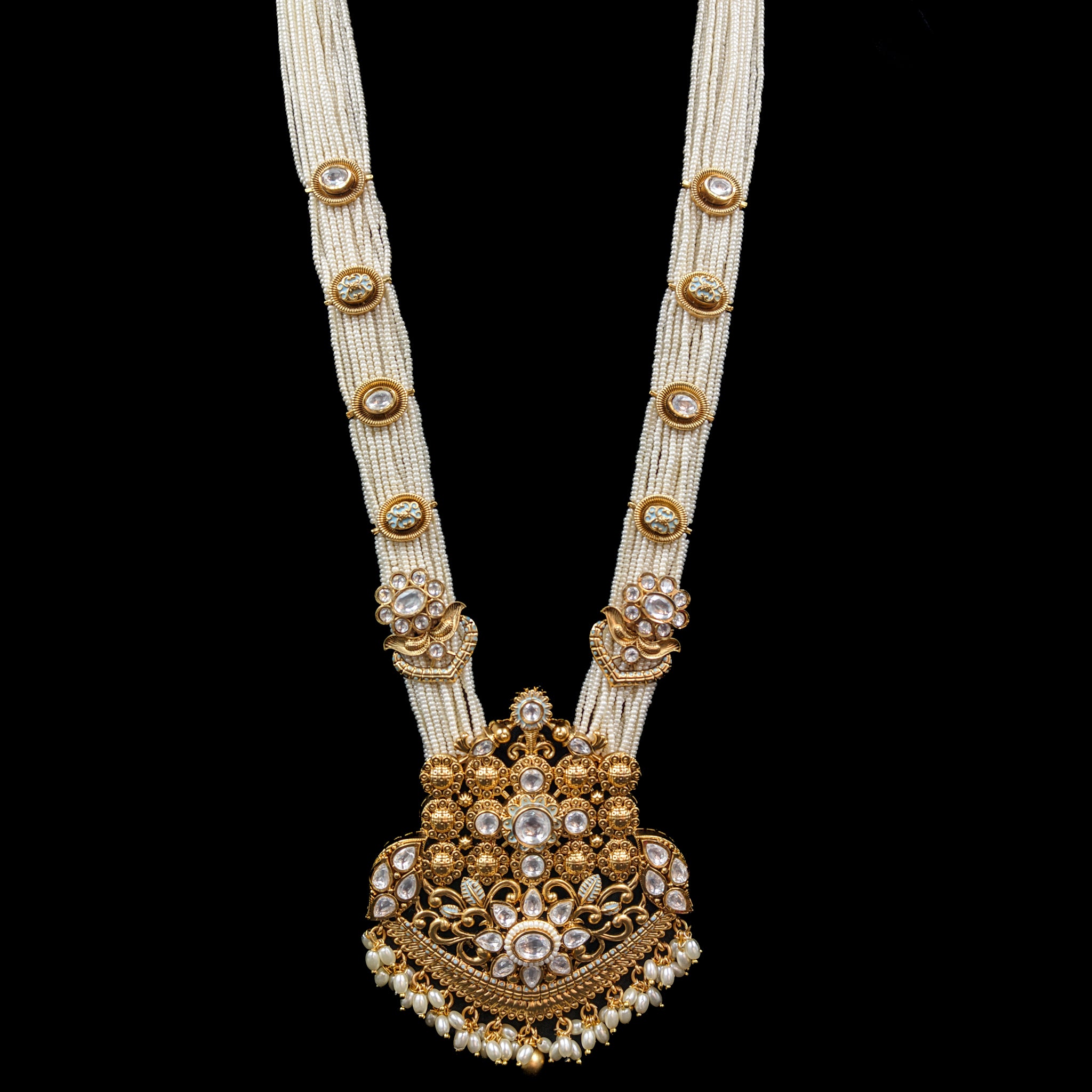 Long Neck Kundan Necklace Set 6403-28 - Dazzles Jewellery