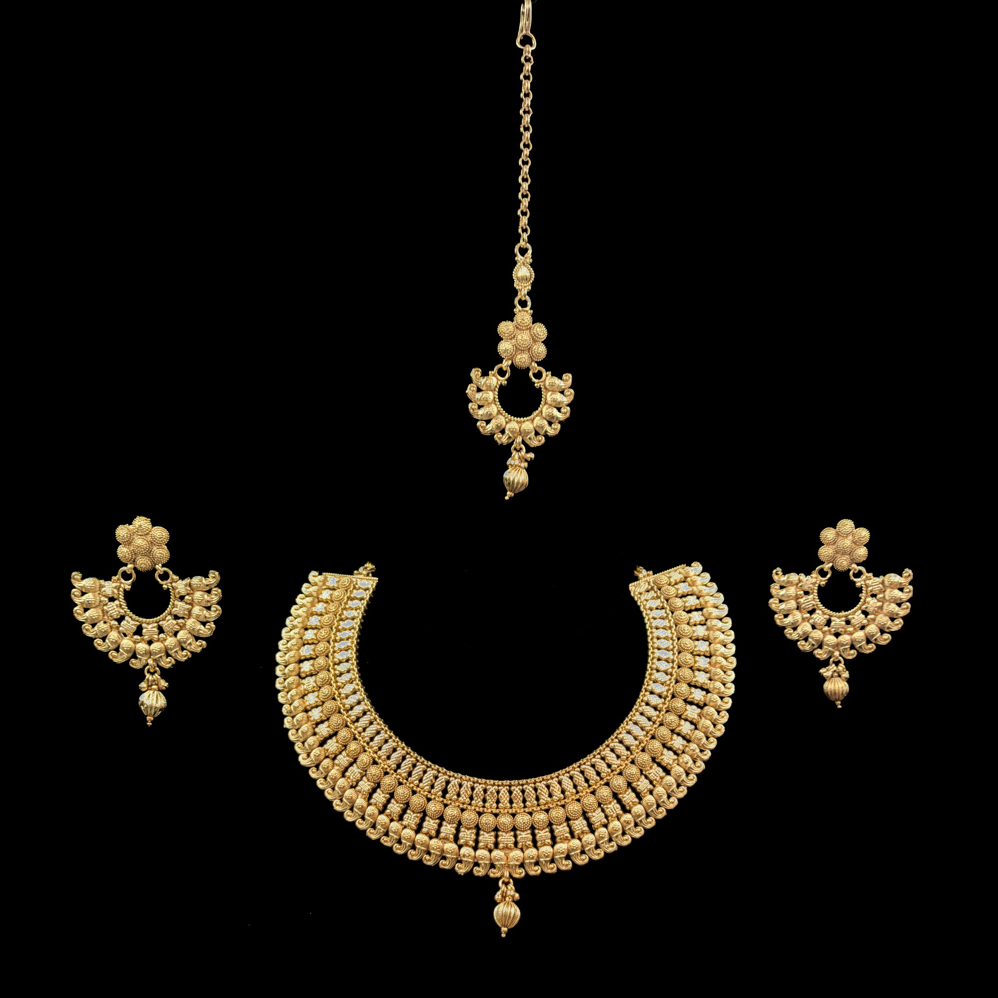 Round Neck Gold Look Necklace Set 7161-33 - Dazzles Jewellery