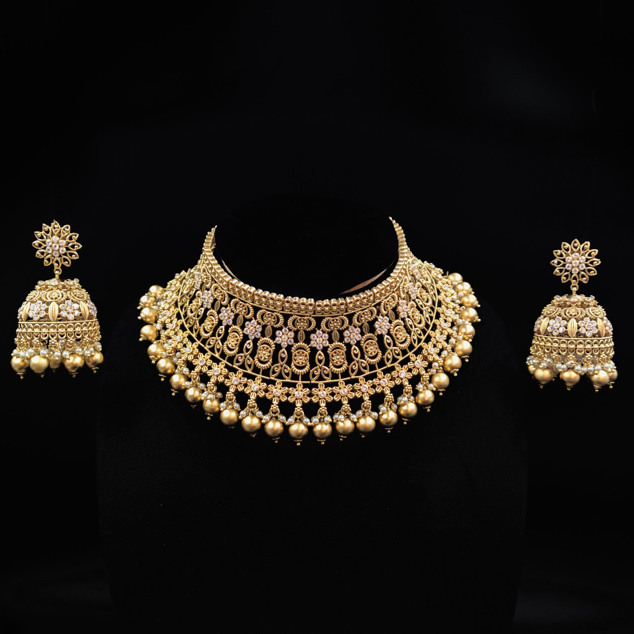 Choker Antique Necklace Set 6427-28 - Dazzles Jewellery
