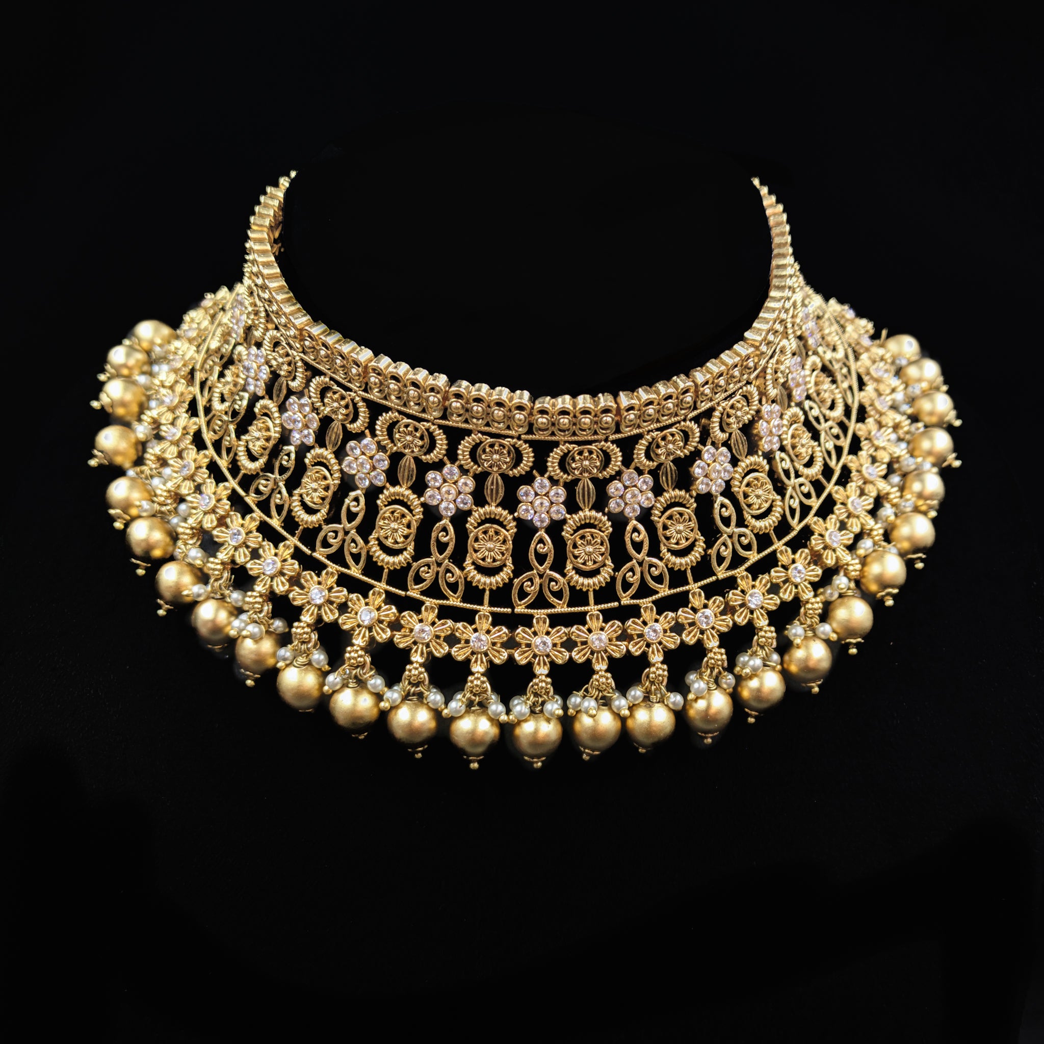 Choker Antique Necklace Set 6427-28 - Dazzles Jewellery