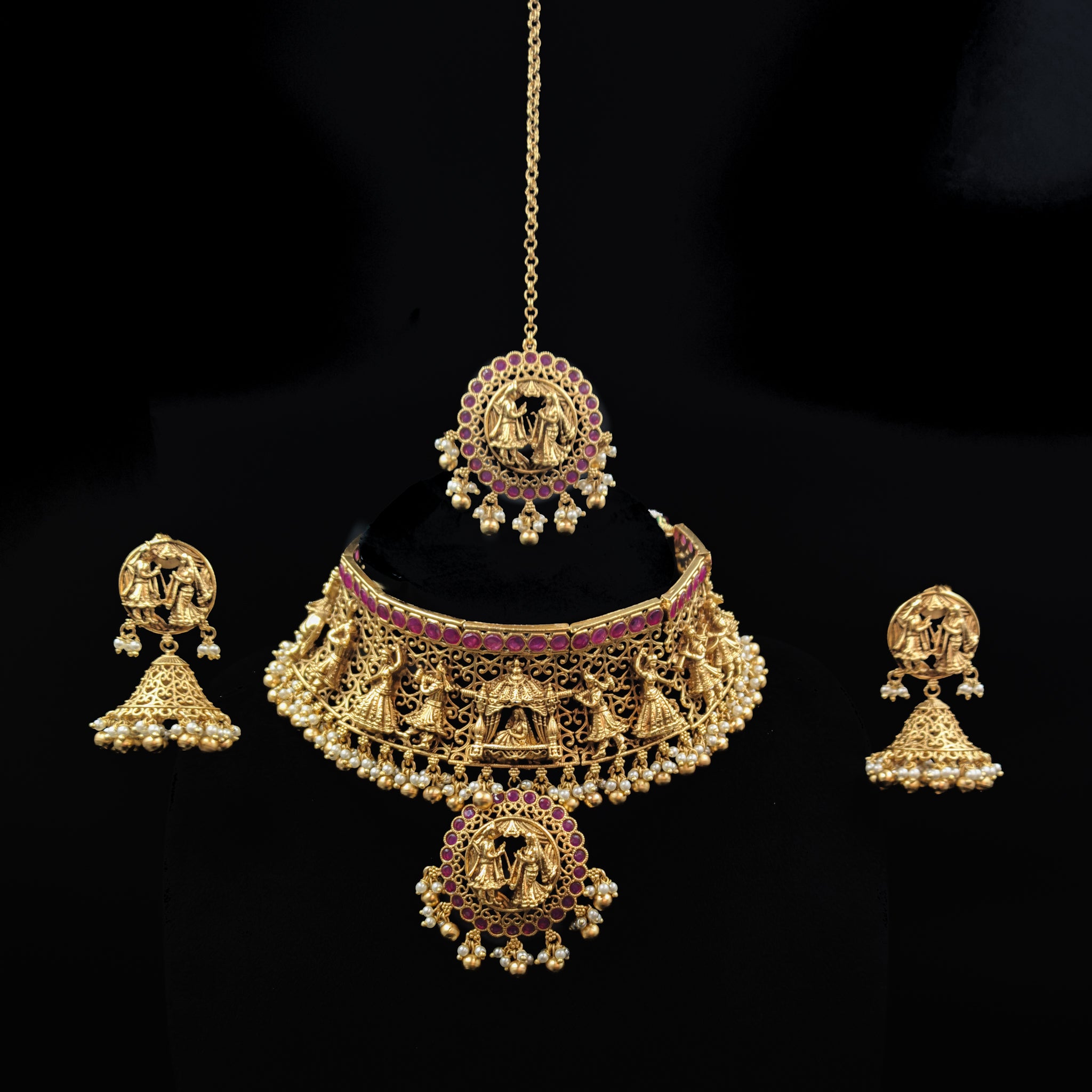 Choker Antique Necklace Set 6419-28 - Dazzles Jewellery