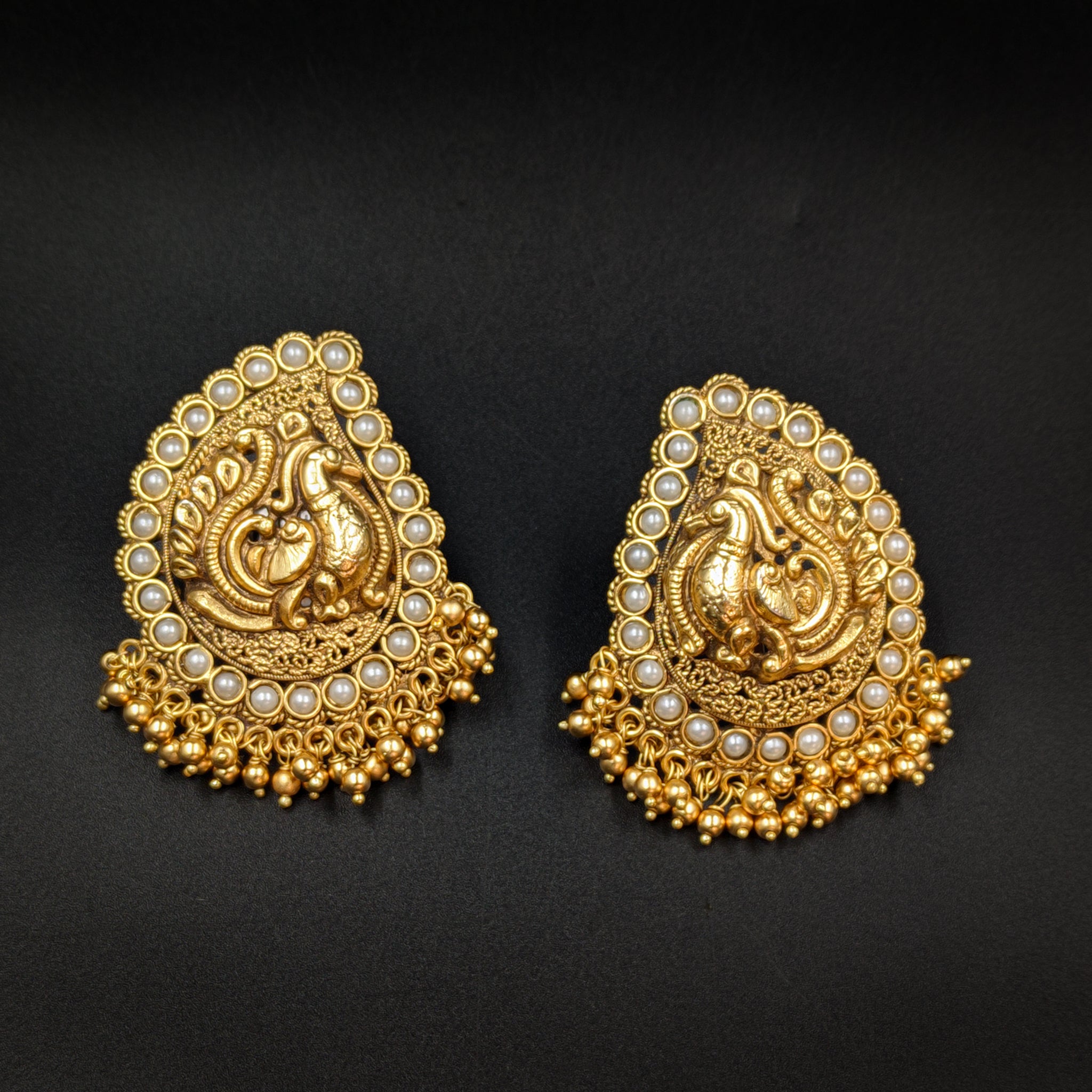 Buy Gold Temple Earring 12206 8536 Online 6844743221301 Dazzles Jewellery