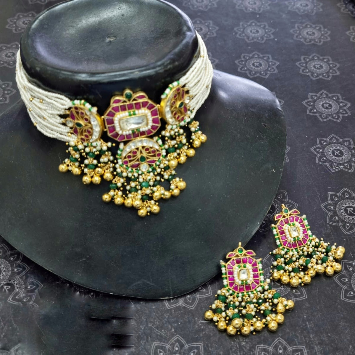 Pachhi Kundan Necklace Set - Dazzles Jewellery