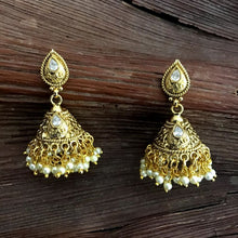 Traditional Gold Look Jhumki With Pearl Latkan