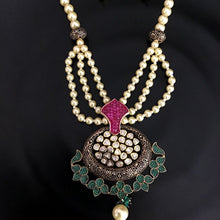 Black Kundan Pendant Set 13841-0930 - Dazzles Jewellery