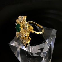 Zircon/AD Cocktail Adjustable Green Ring 13869-0958 - Dazzles Jewellery