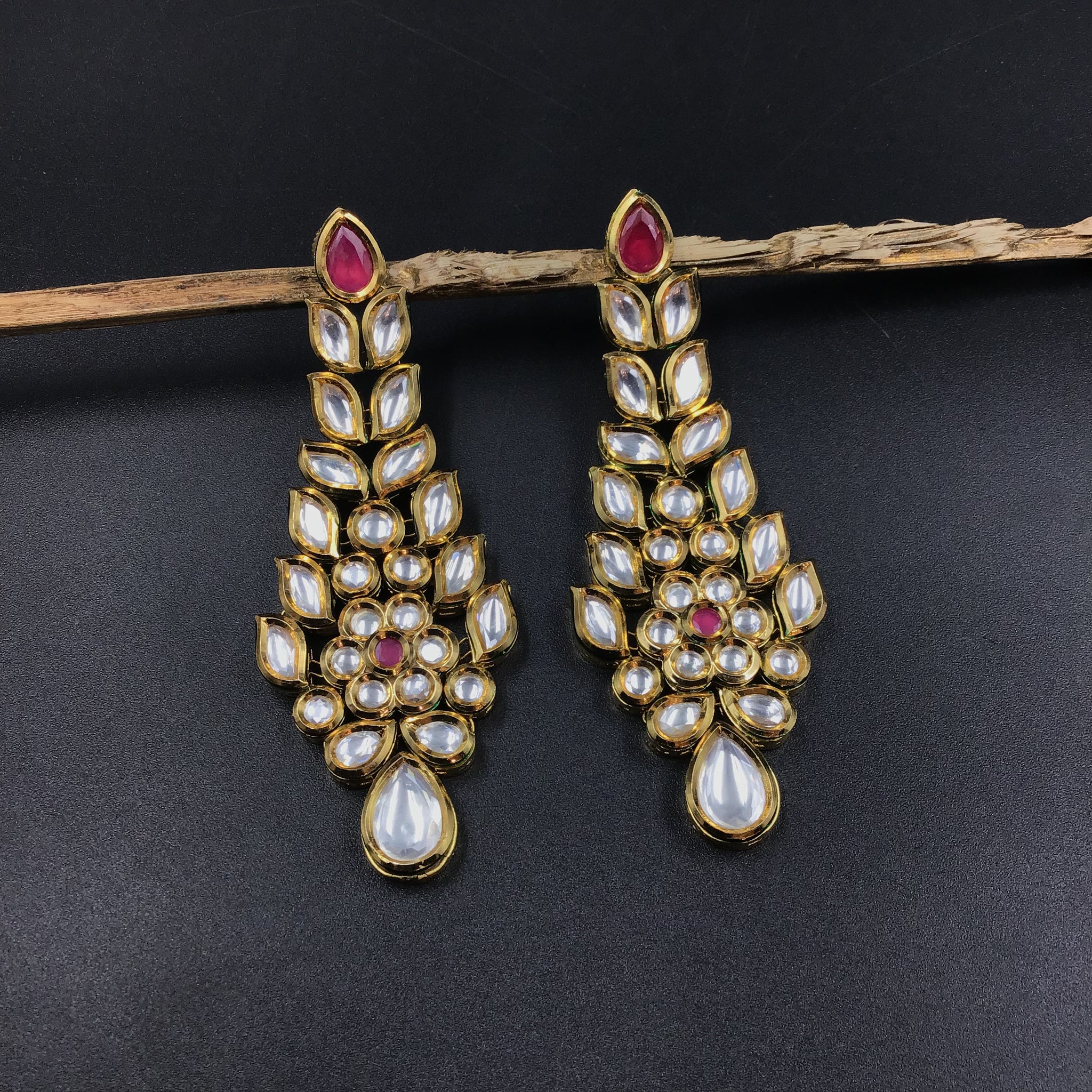 Ruby Kundan Earring 10527-6168 - Dazzles Jewellery