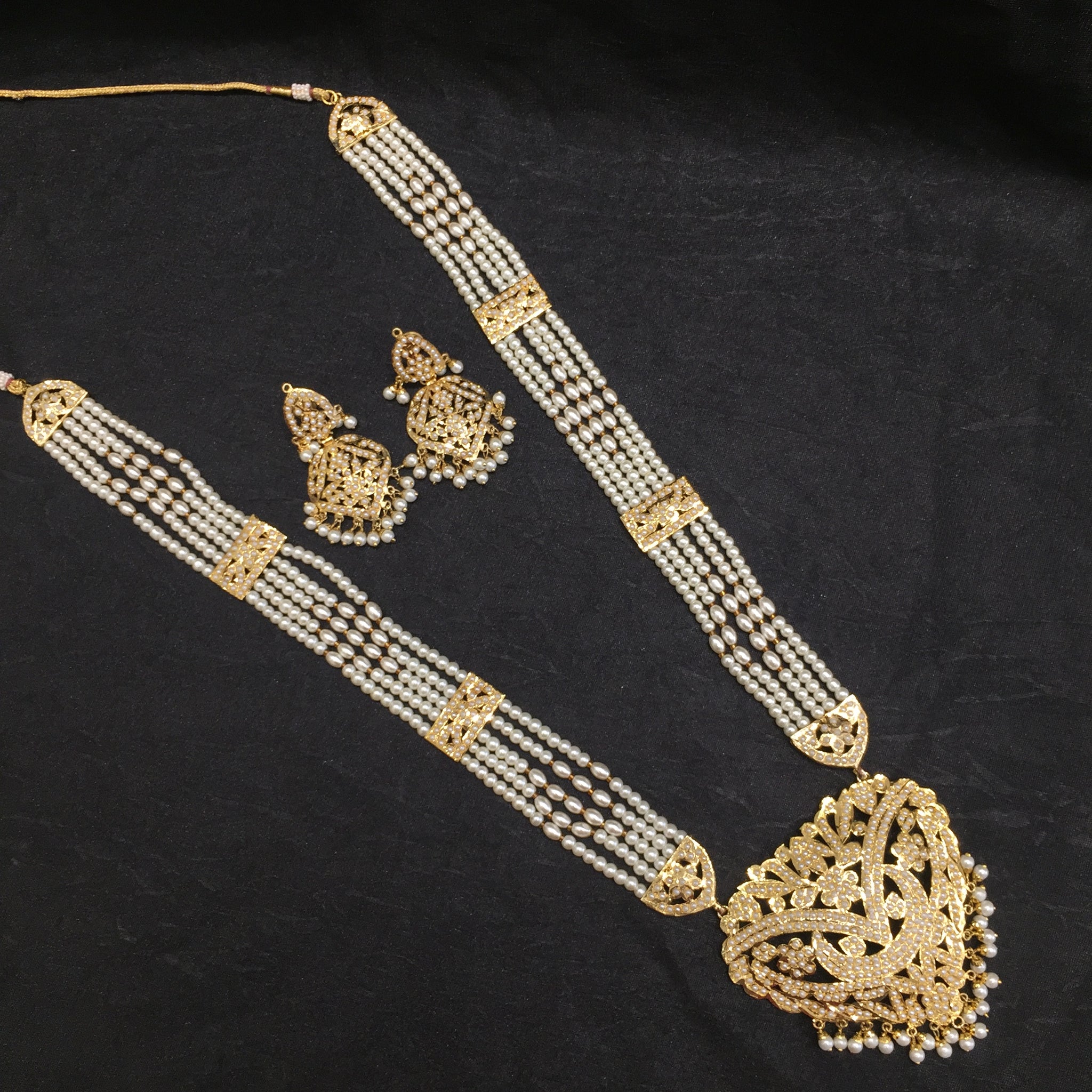 White Jadau Necklace Set 19212-6394 - Dazzles Jewellery