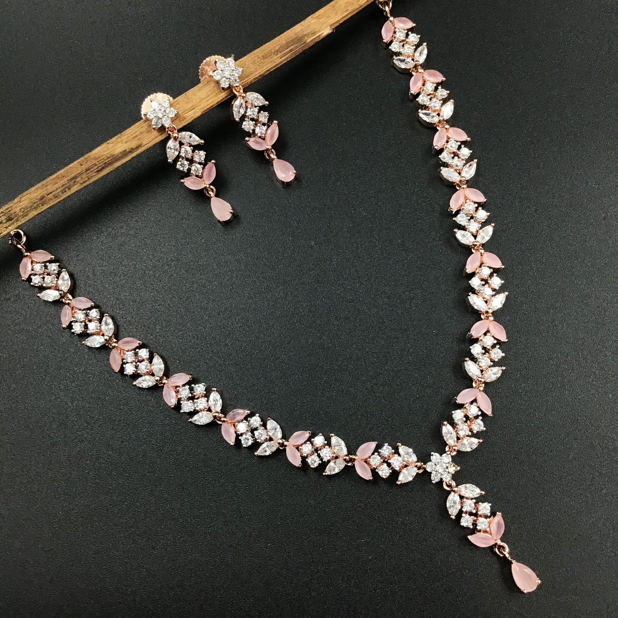 Round Neck Zircon/AD Necklace Set 3155-11 - Dazzles Jewellery