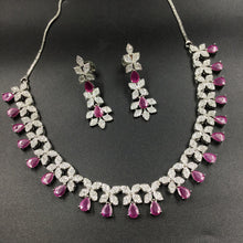 Silver Polish Zircon/AD Necklace Set 6764-69 - Dazzles Jewellery