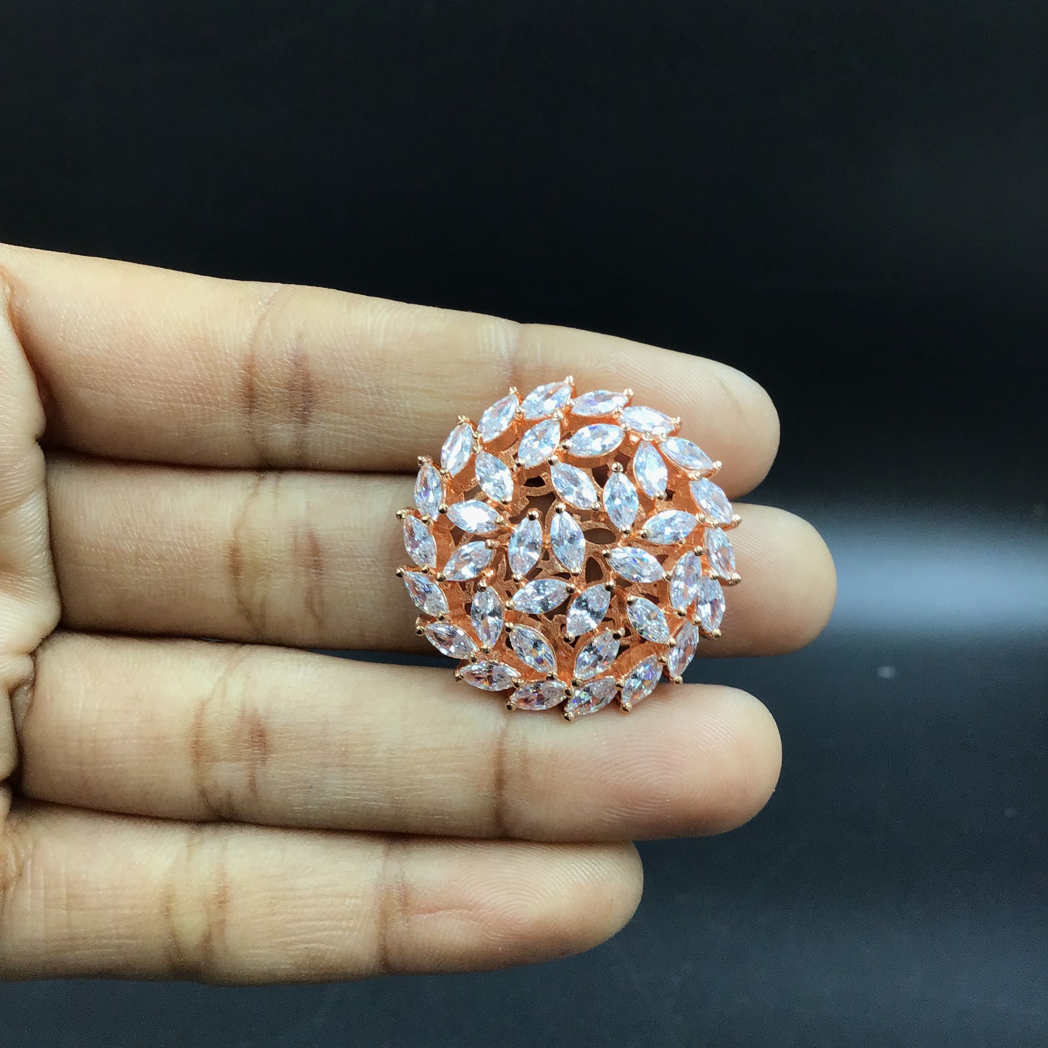 Rose Gold Zircon/AD Pendant Set - Dazzles Jewellery