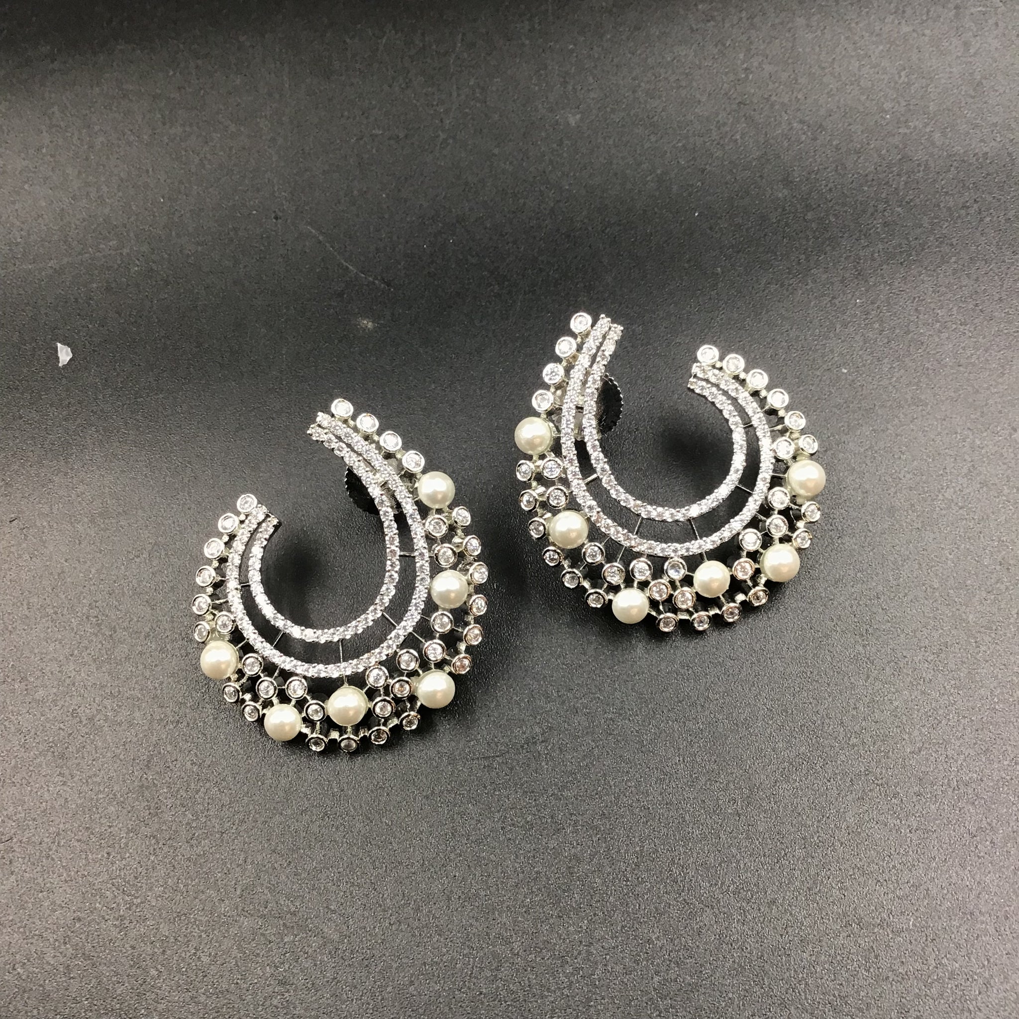 Silver Polish Zircon/AD Earring 6697-69 - Dazzles Jewellery