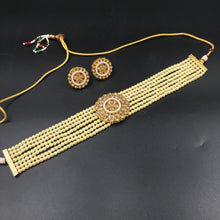 Choker Gold Look Necklace Set 4666-33 - Dazzles Jewellery