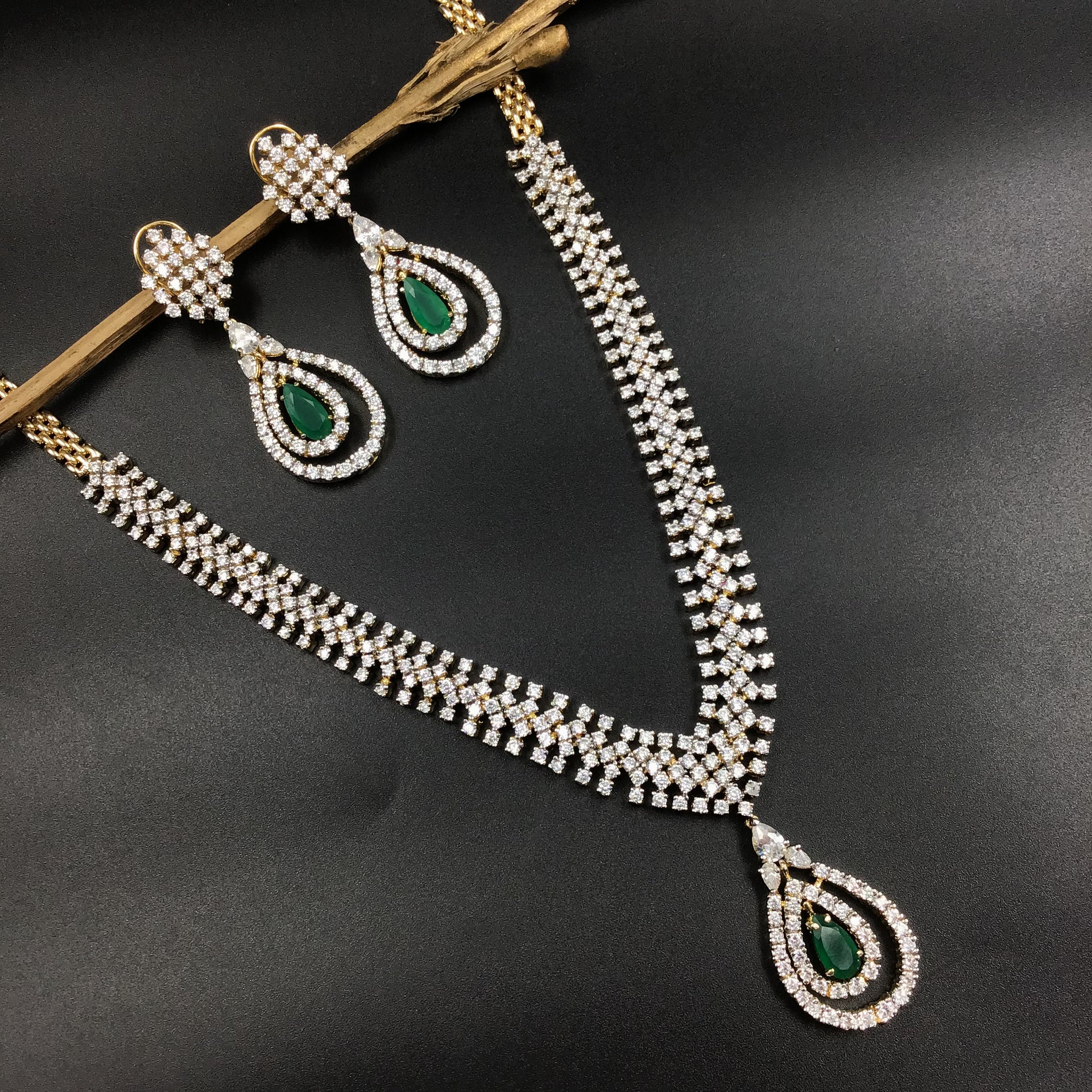 Zircon/AD Necklace Set 8905-3007 - Dazzles Jewellery