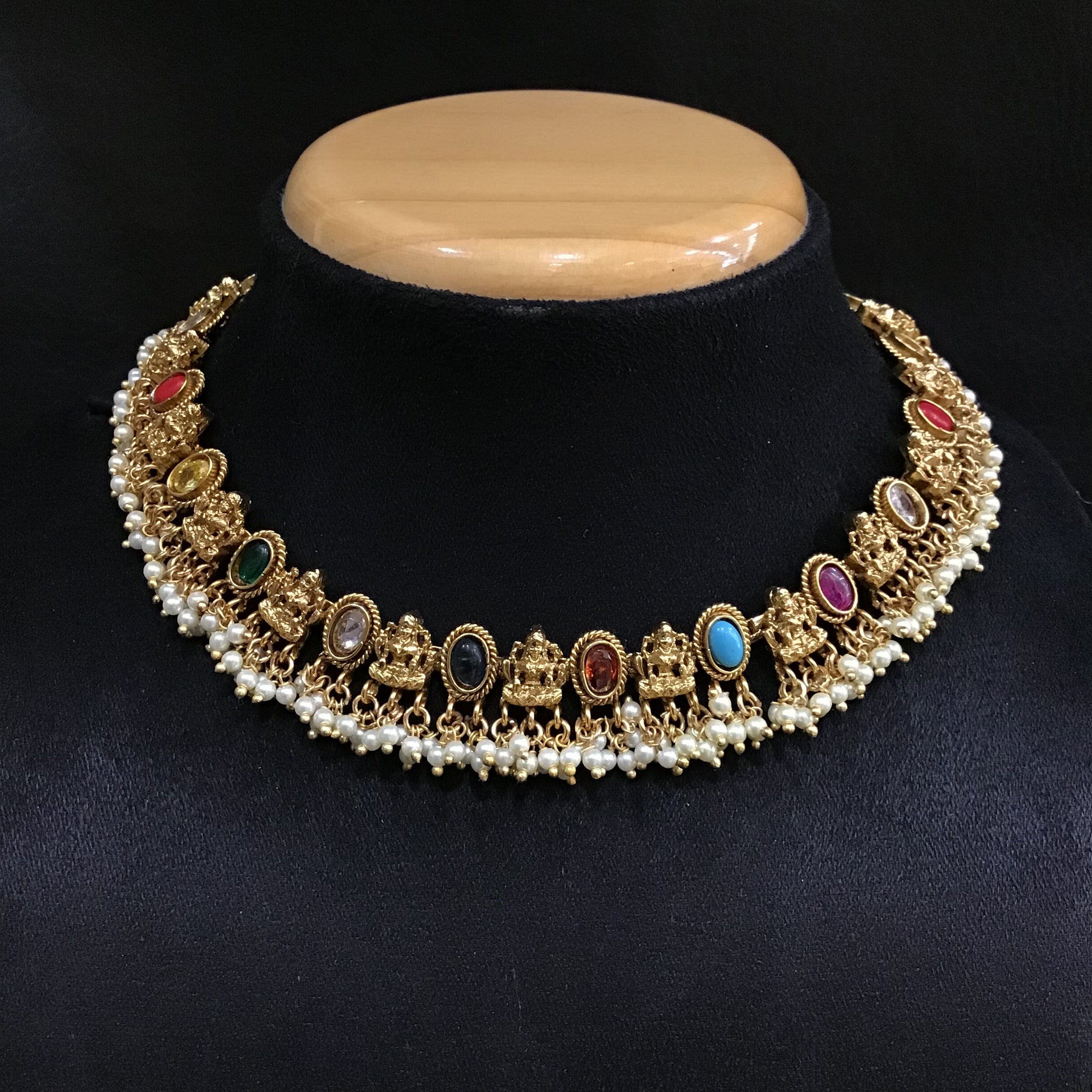Temple Necklace Set 1542-28 - Dazzles Jewellery