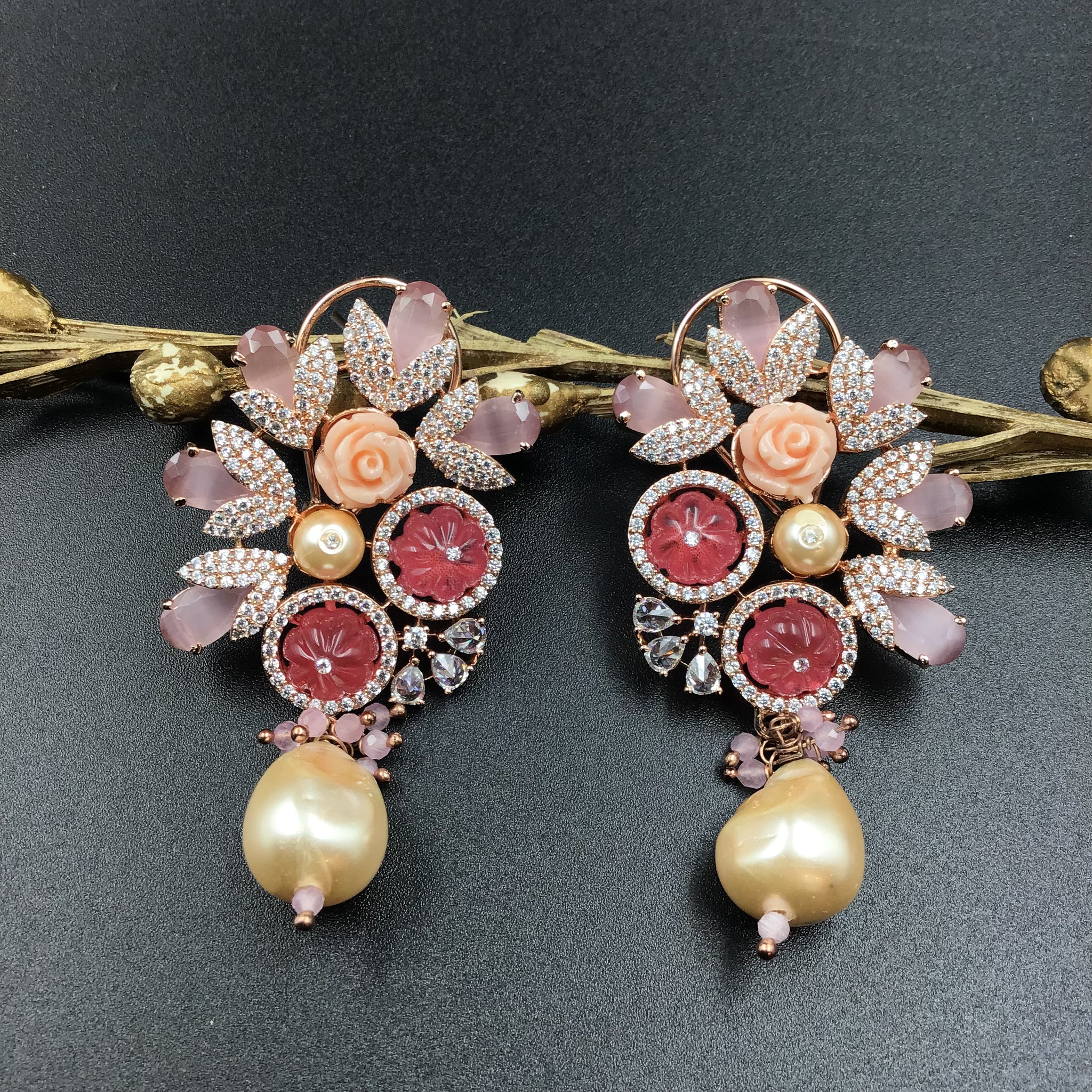 Multi Color Zircon/AD Light Earring 17737 - Dazzles Jewellery
