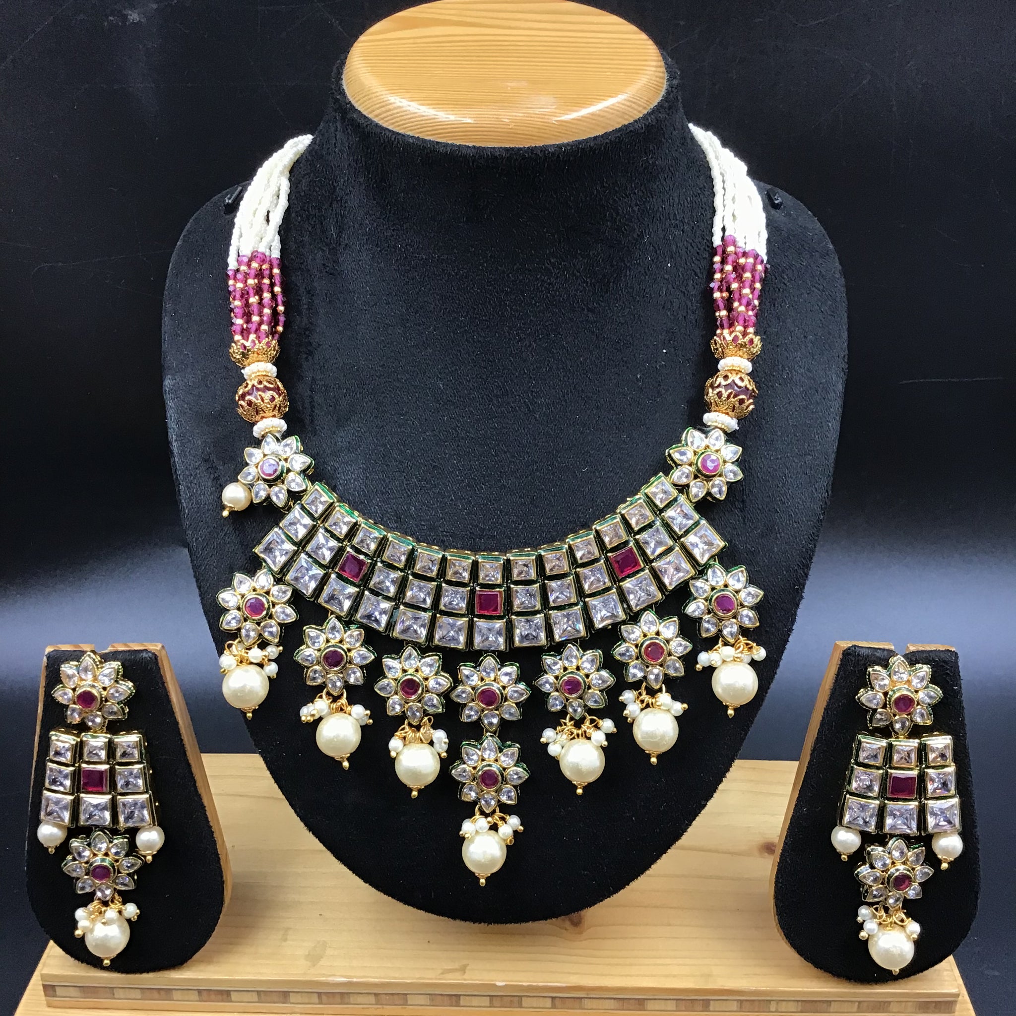 Designer Polki Necklace Set 5766-21 - Dazzles Jewellery