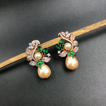 Green Zircon/AD Earring 16005-3152 - Dazzles Jewellery