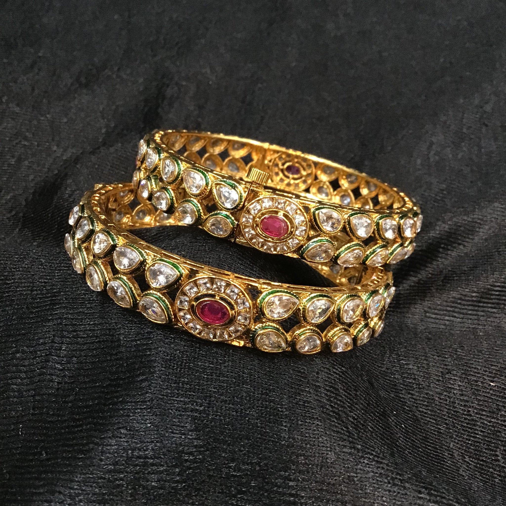 2 Piece Polki Kada 19273 - Dazzles Jewellery