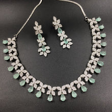 Silver Polish Zircon/AD Necklace Set 6764-69 - Dazzles Jewellery