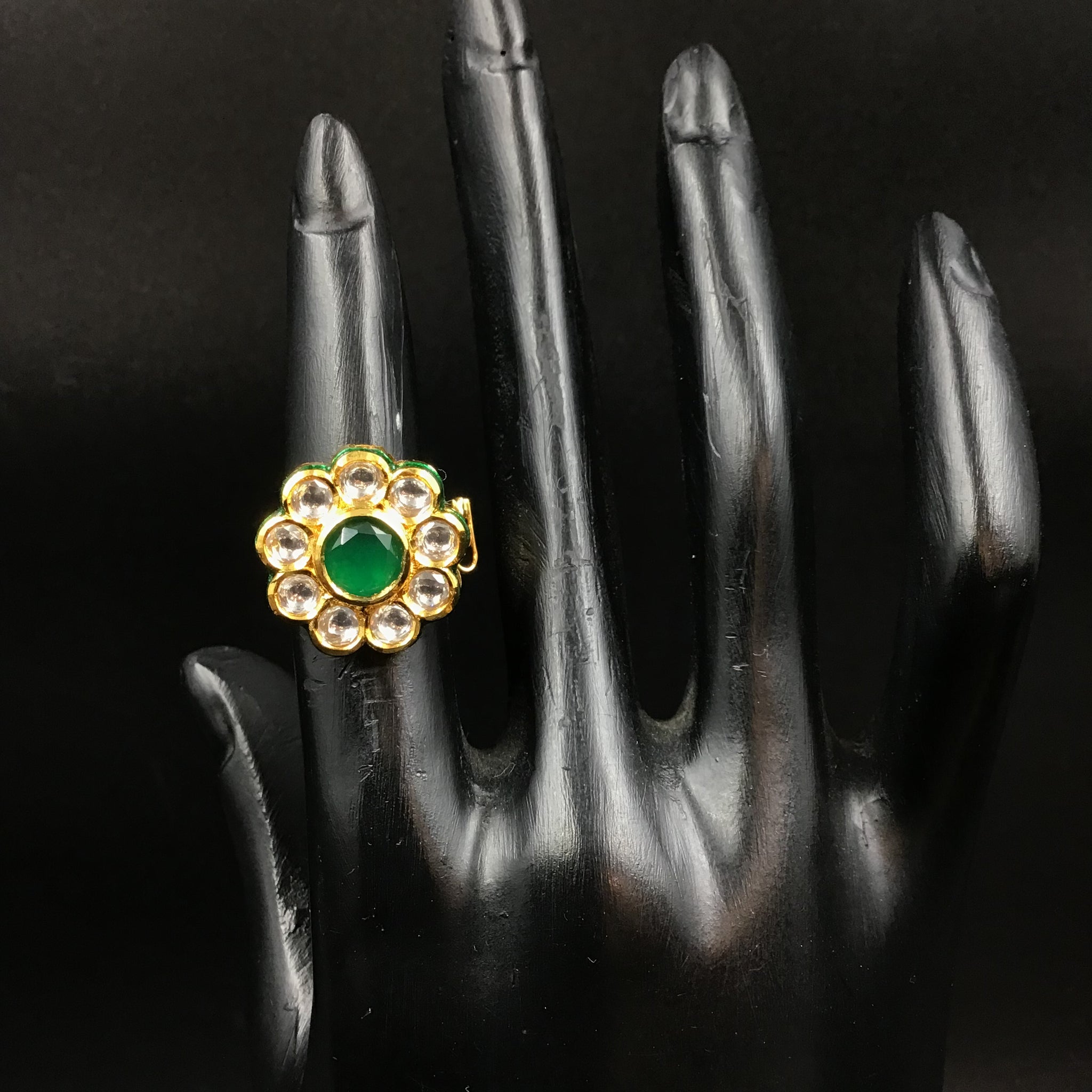 Adjustable Kundan Ring 3454-68 - Dazzles Jewellery