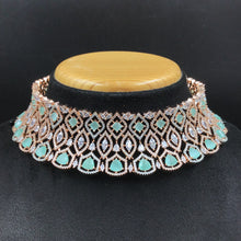 Mint Green Zircon/AD Necklace Set - Dazzles Jewellery