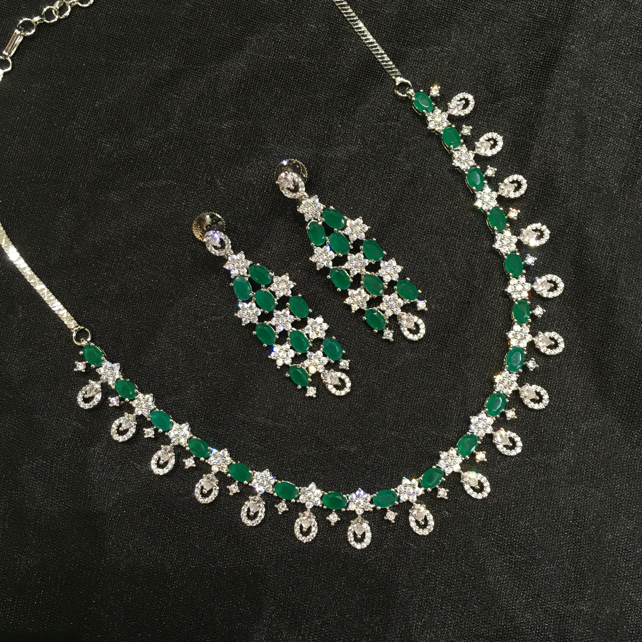 Round Neck Zircon/AD Necklace Set 5928-69 - Dazzles Jewellery