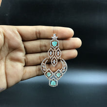Mint Green Zircon/AD Necklace Set - Dazzles Jewellery