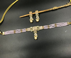 Choker Polki Necklace Set 5763-21 - Dazzles Jewellery