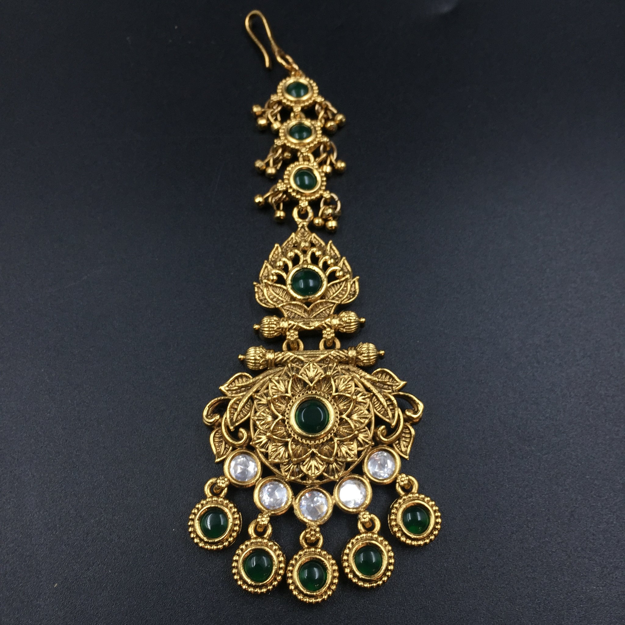 Antique Gold Polish Maang Tikka 3805-28 - Dazzles Jewellery