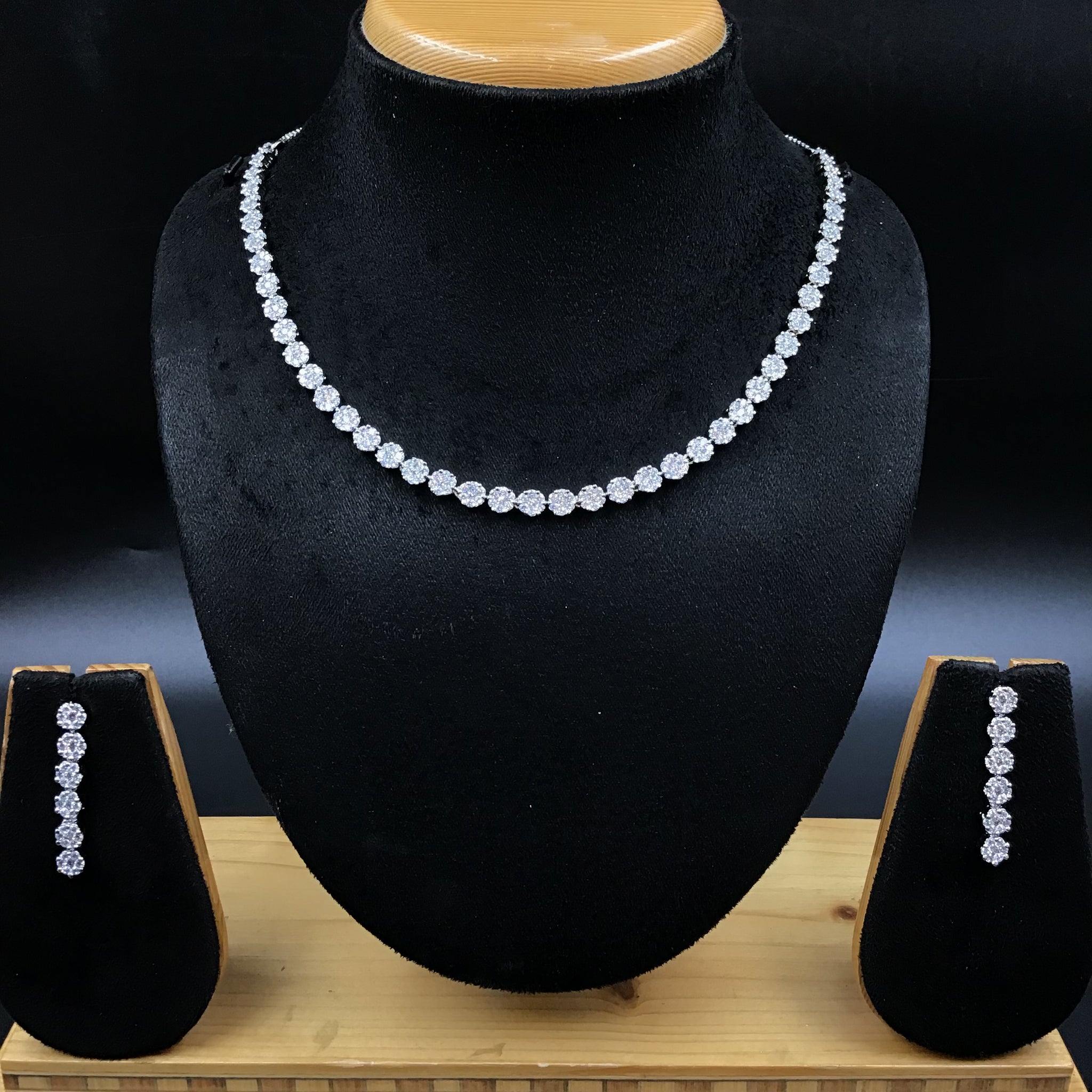 Round Neck Zircon/AD Necklace Set 6023-08 - Dazzles Jewellery