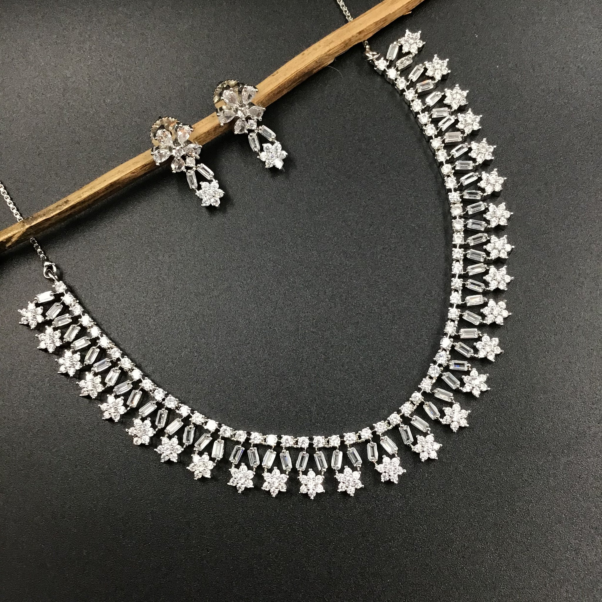 Round Neck Zircon/AD Necklace Set 3150-11 - Dazzles Jewellery