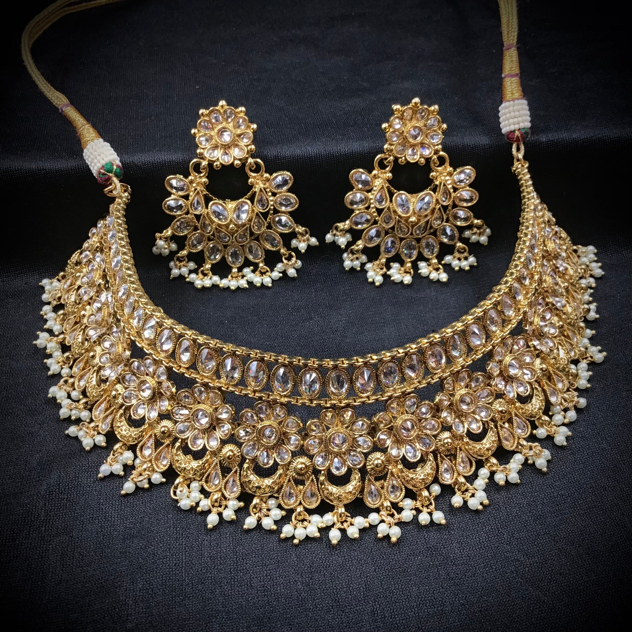 Gold Look Necklace Set 12830-9395 - Dazzles Jewellery