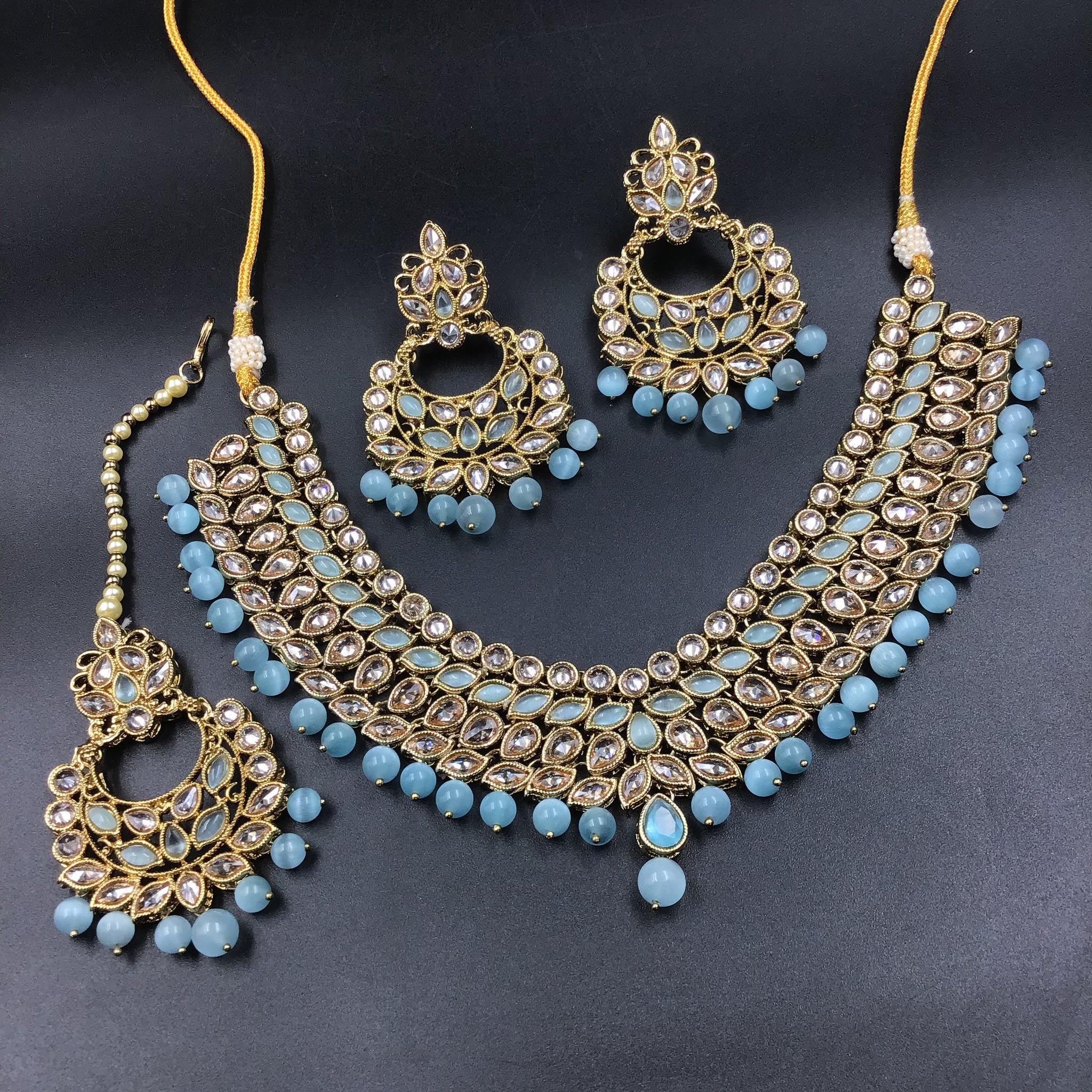 Firozi Antique Necklace Set - Dazzles Jewellery